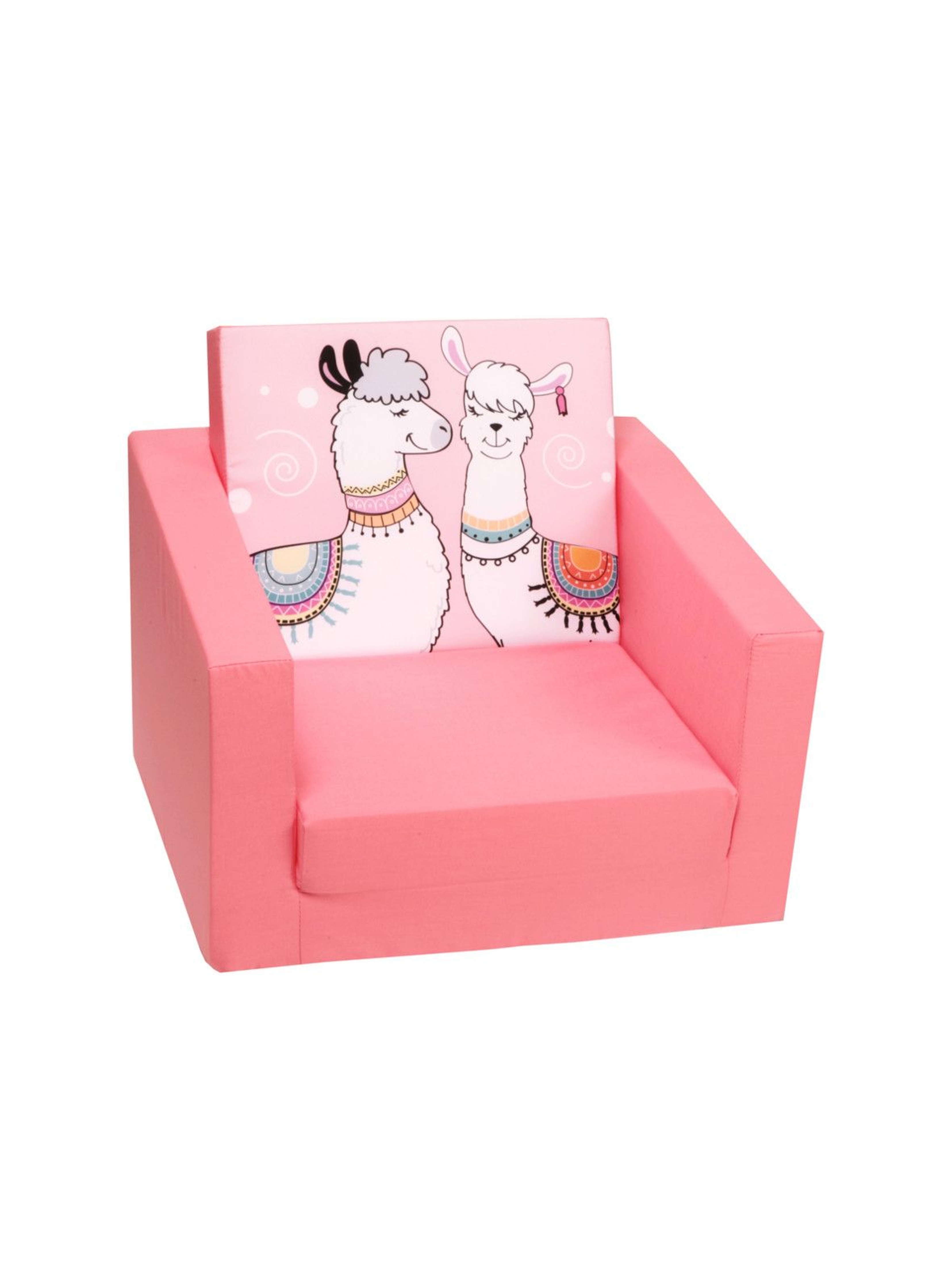 Rozkładany fotelik piankowy dla dziewczynki Delsit Lamy-różowy
