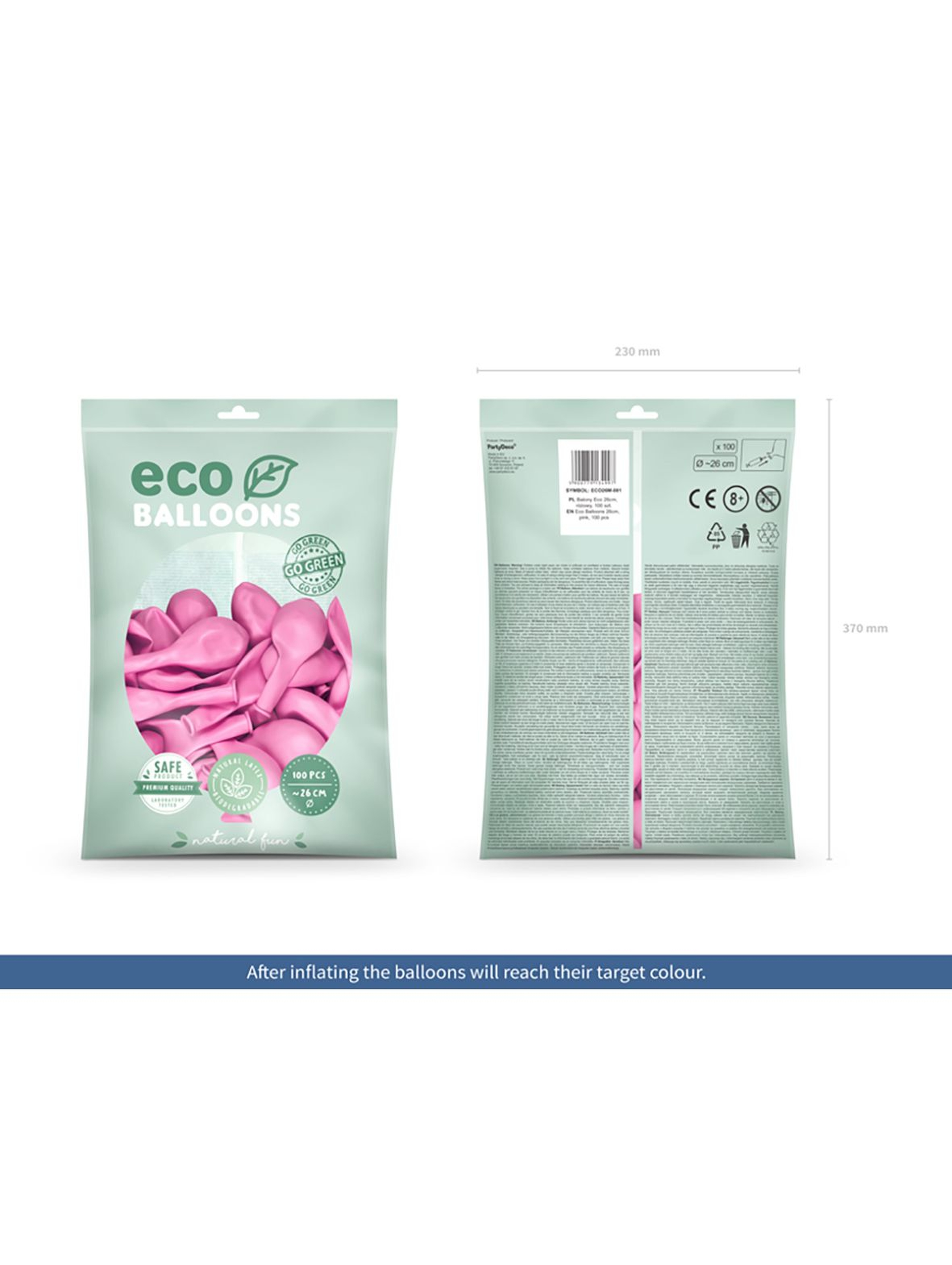 Balony Eco 26 cm metalizowane - różowe 100 sztuk