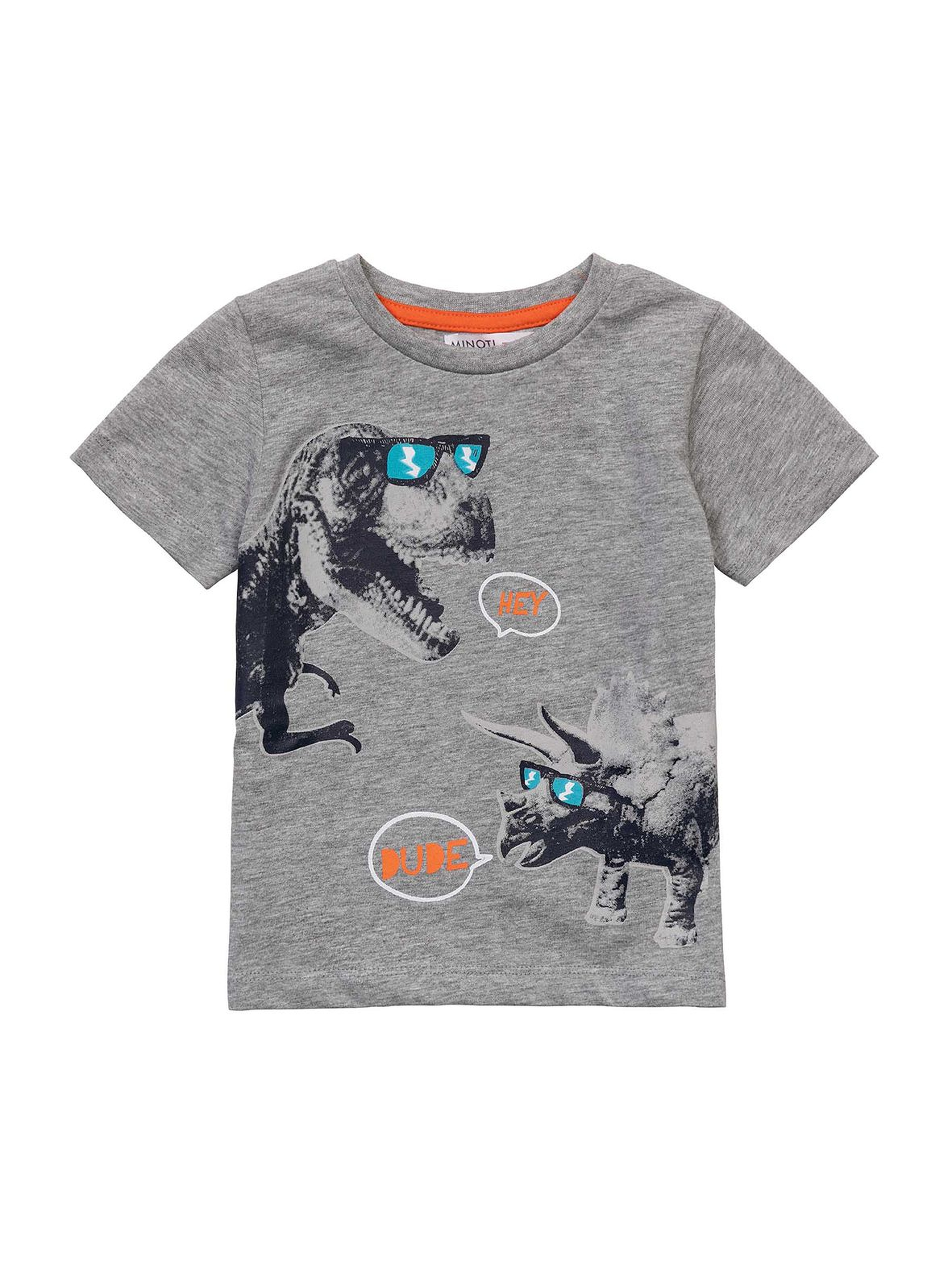 T-shirt niemowlęcy szary z dinozaurem