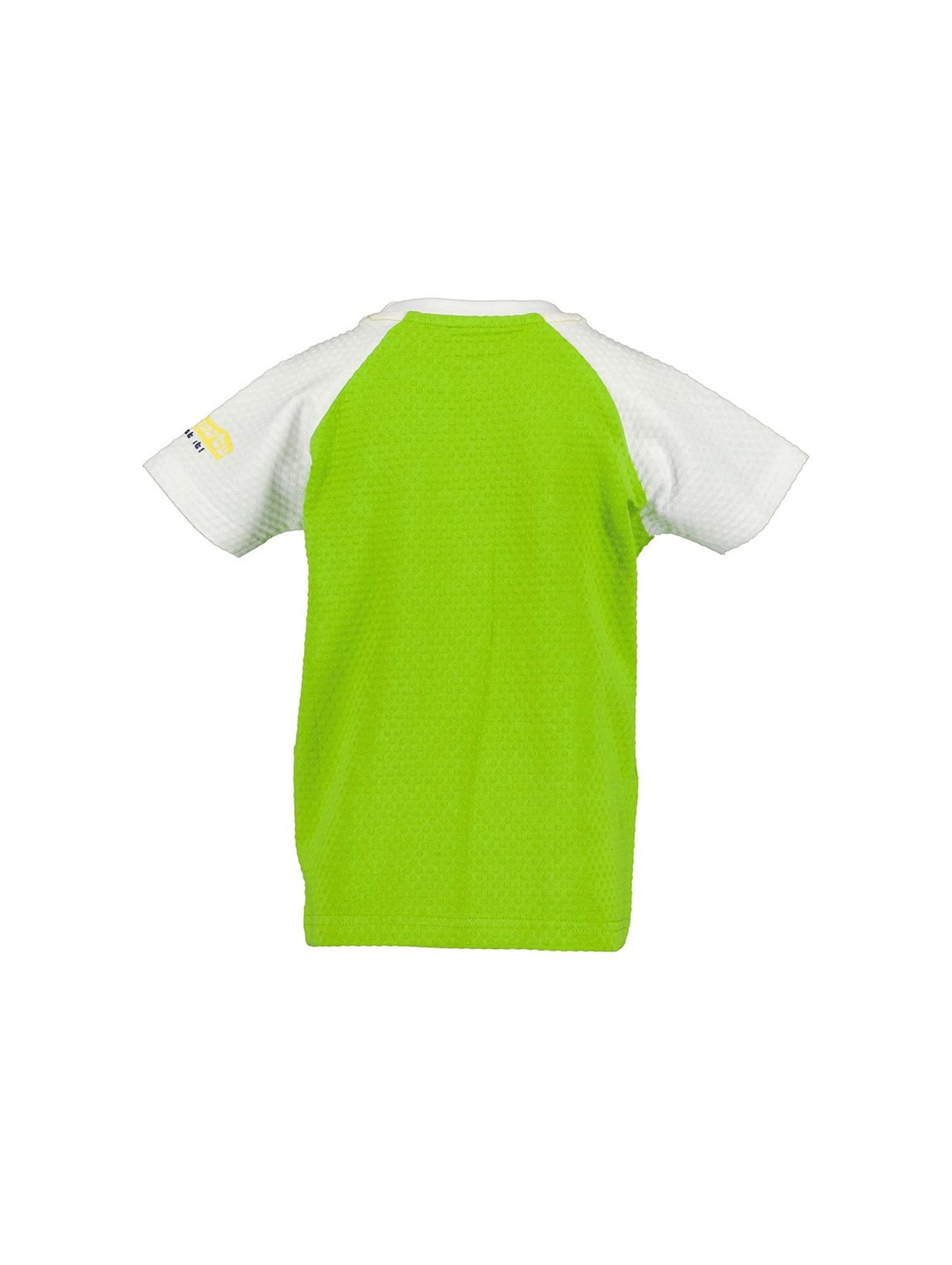T-shirt chłopięcy z białymi rękawami i miękkim nadrukiem - zielony