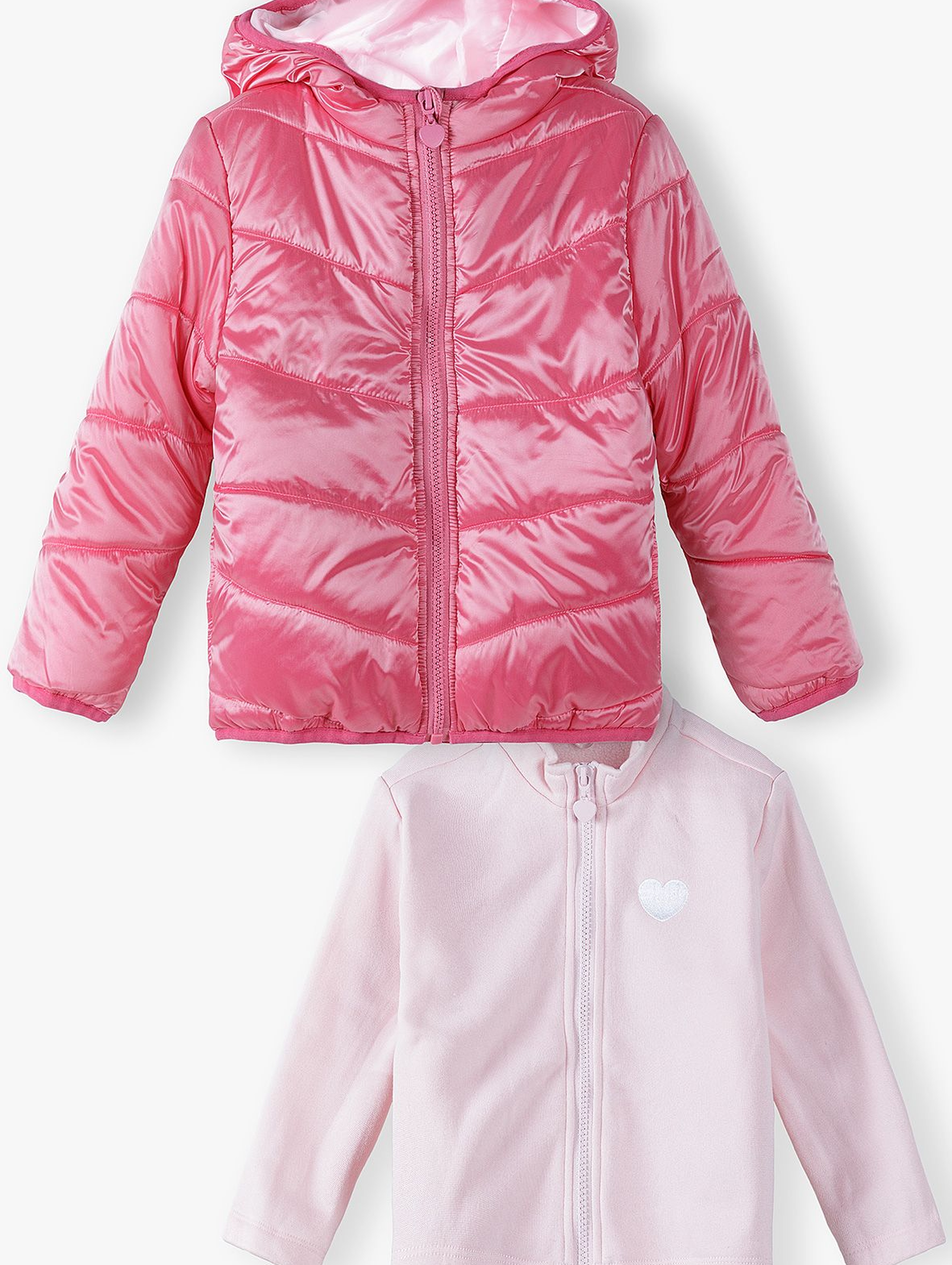 Różowa kurtka dziewczęca z odpinaną bluzą - 3w1