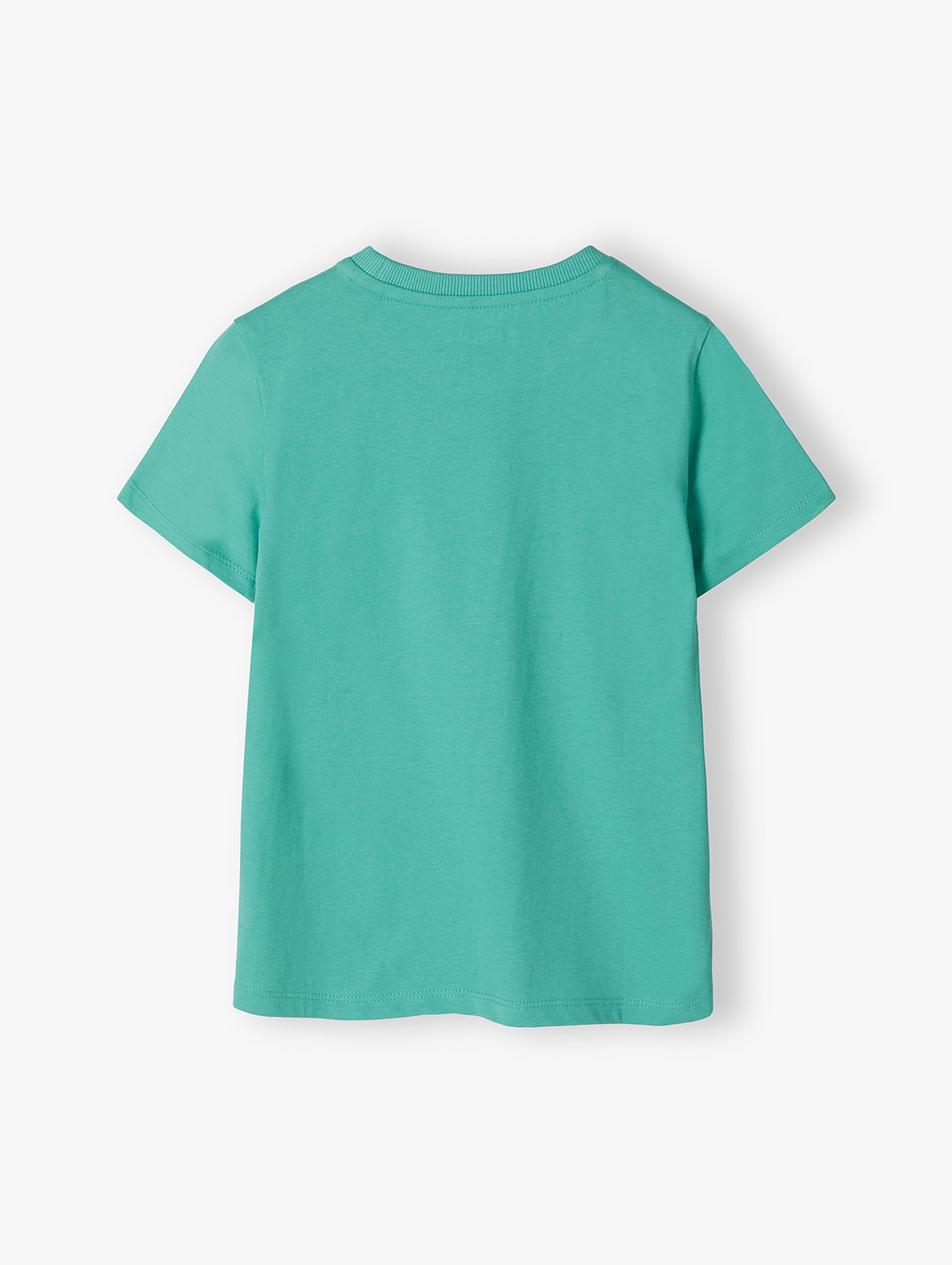 Zielony t-shirt dla chłopca bawełniany z nadrukiem
