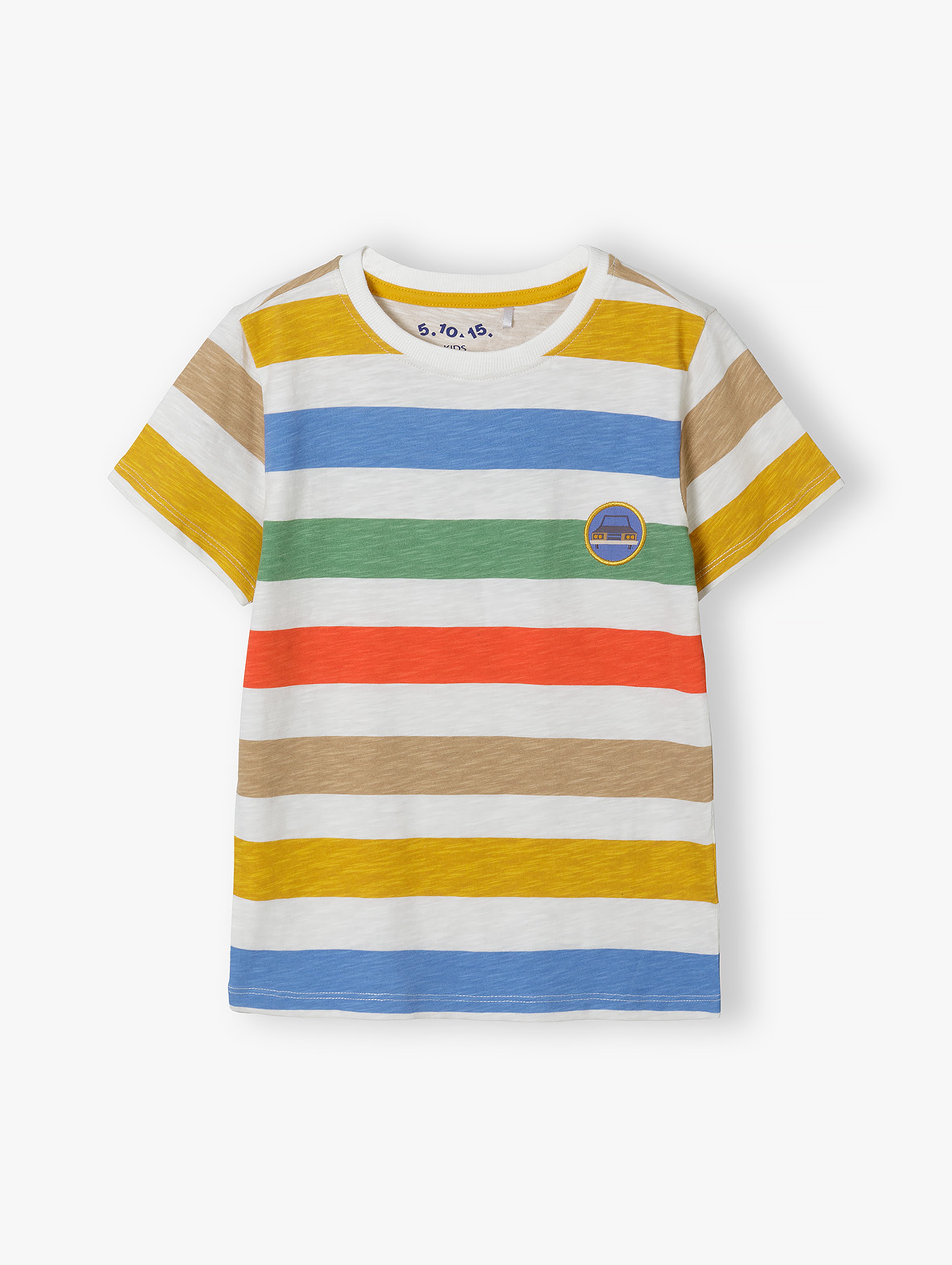 T-shirt dla chłopca - bawełniany w kolorowe paski