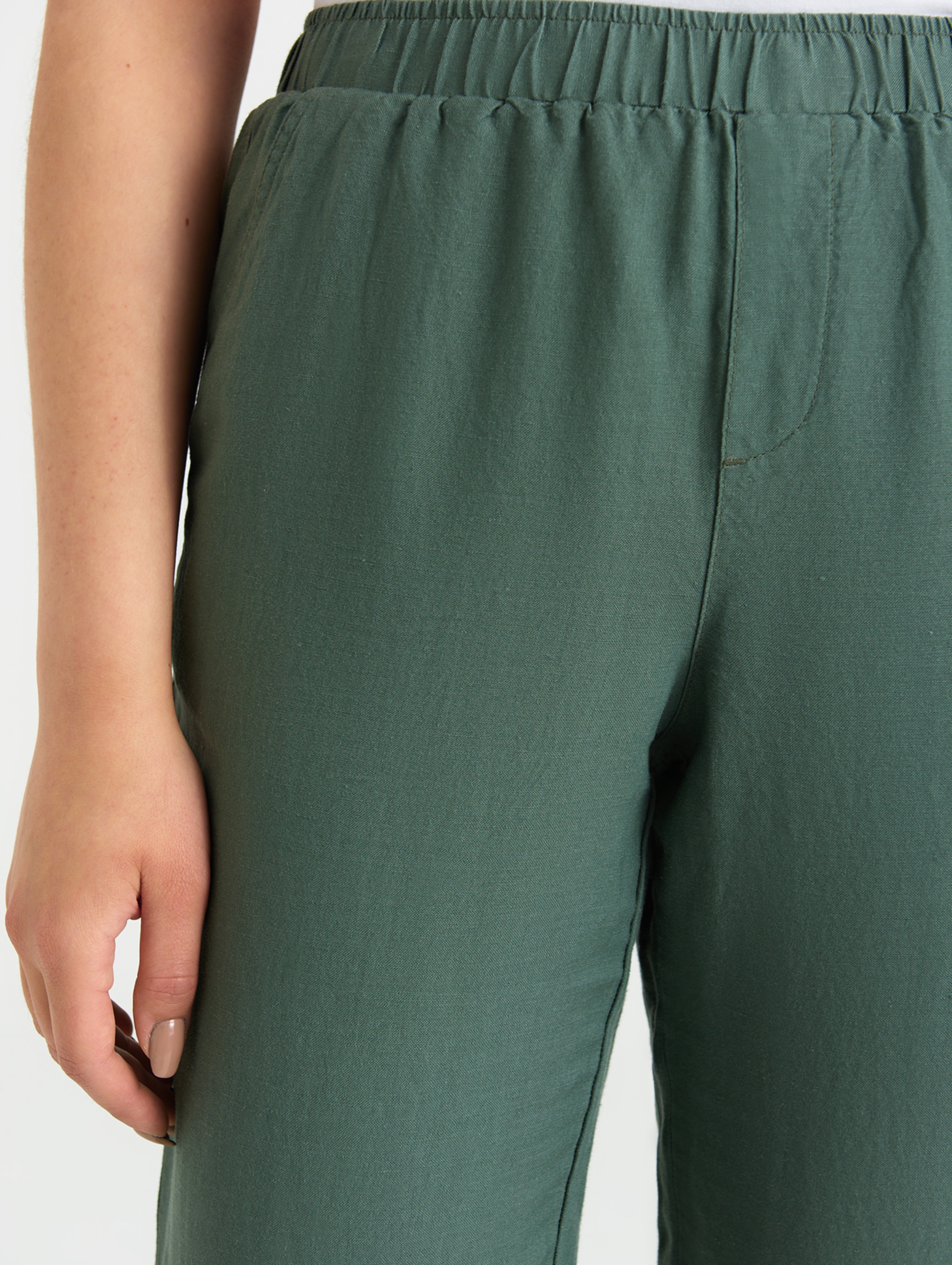 Lniane Spodnie damskie zielone