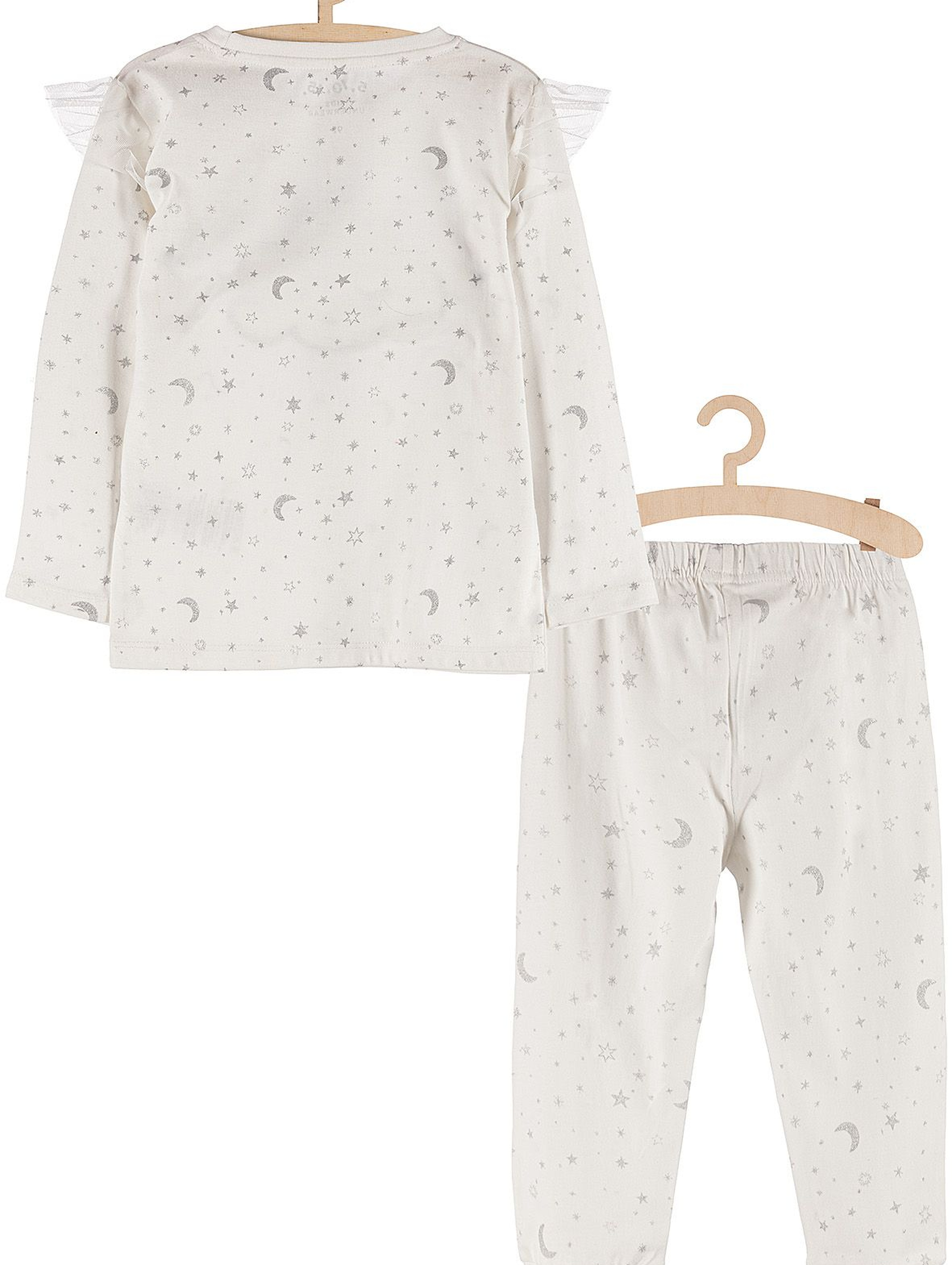 Piżamka dla dziewczynki- biała w srebrne gwiazdki