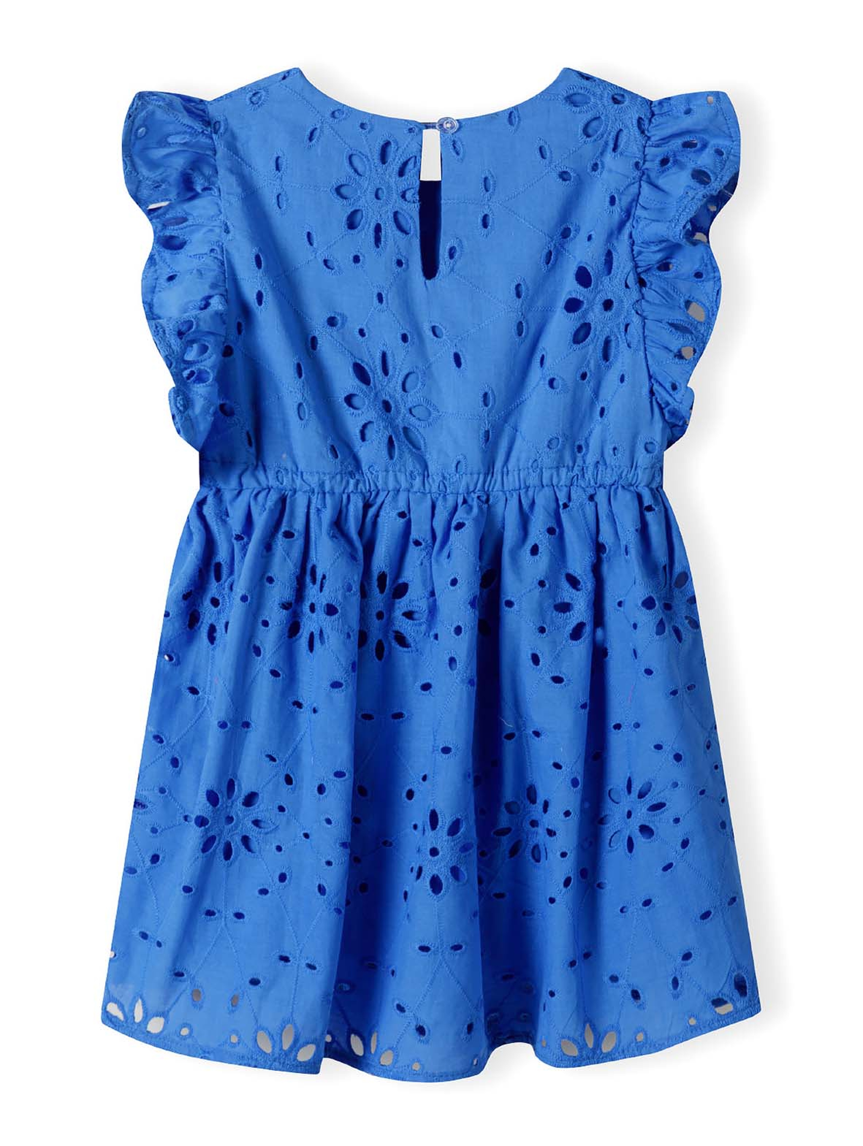 Letnia sukienka niebieska z haftowanej tkaniny dla dziewczynki
