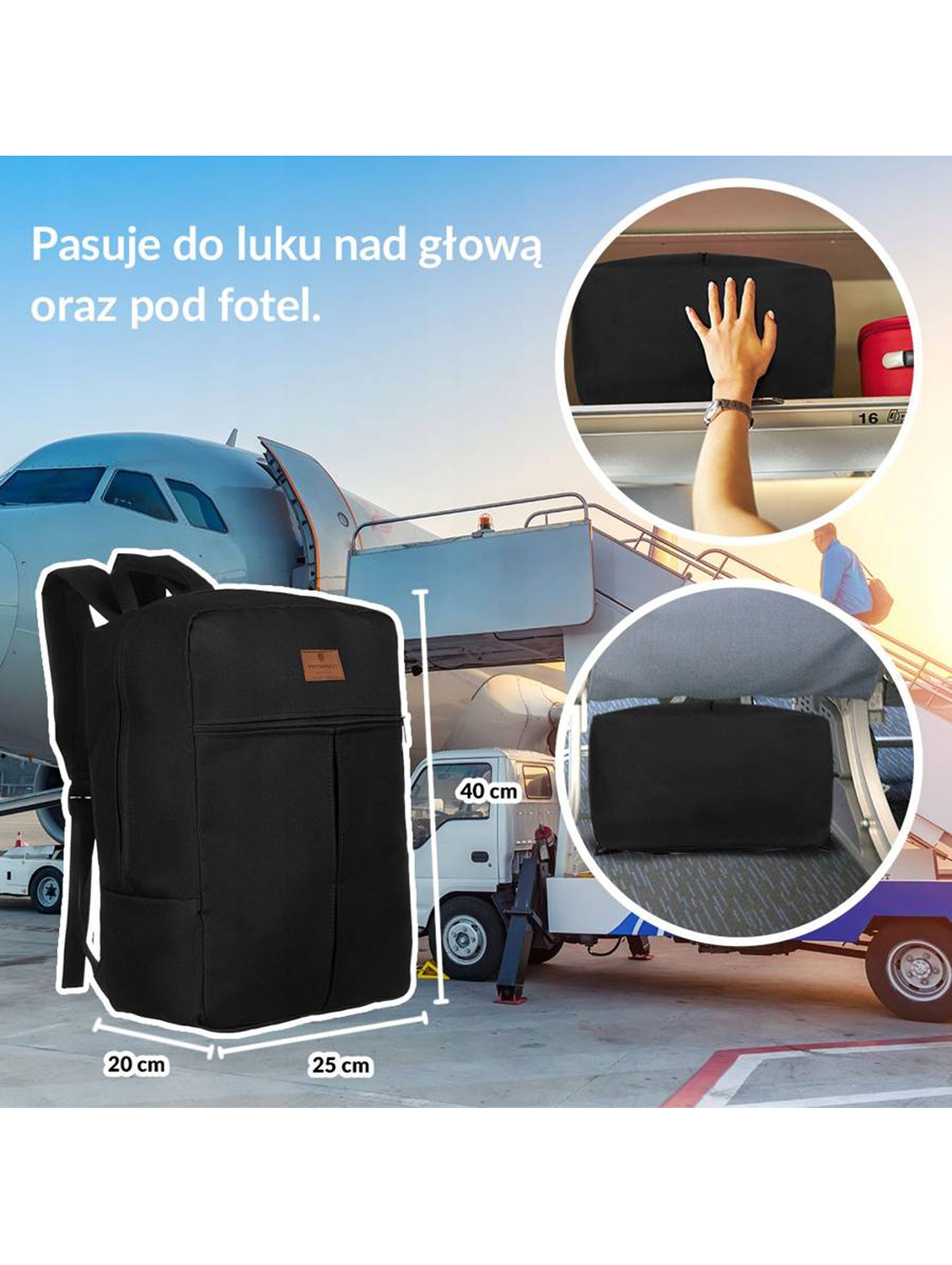 Podróżny plecak-bagaż podręczny do samolotu