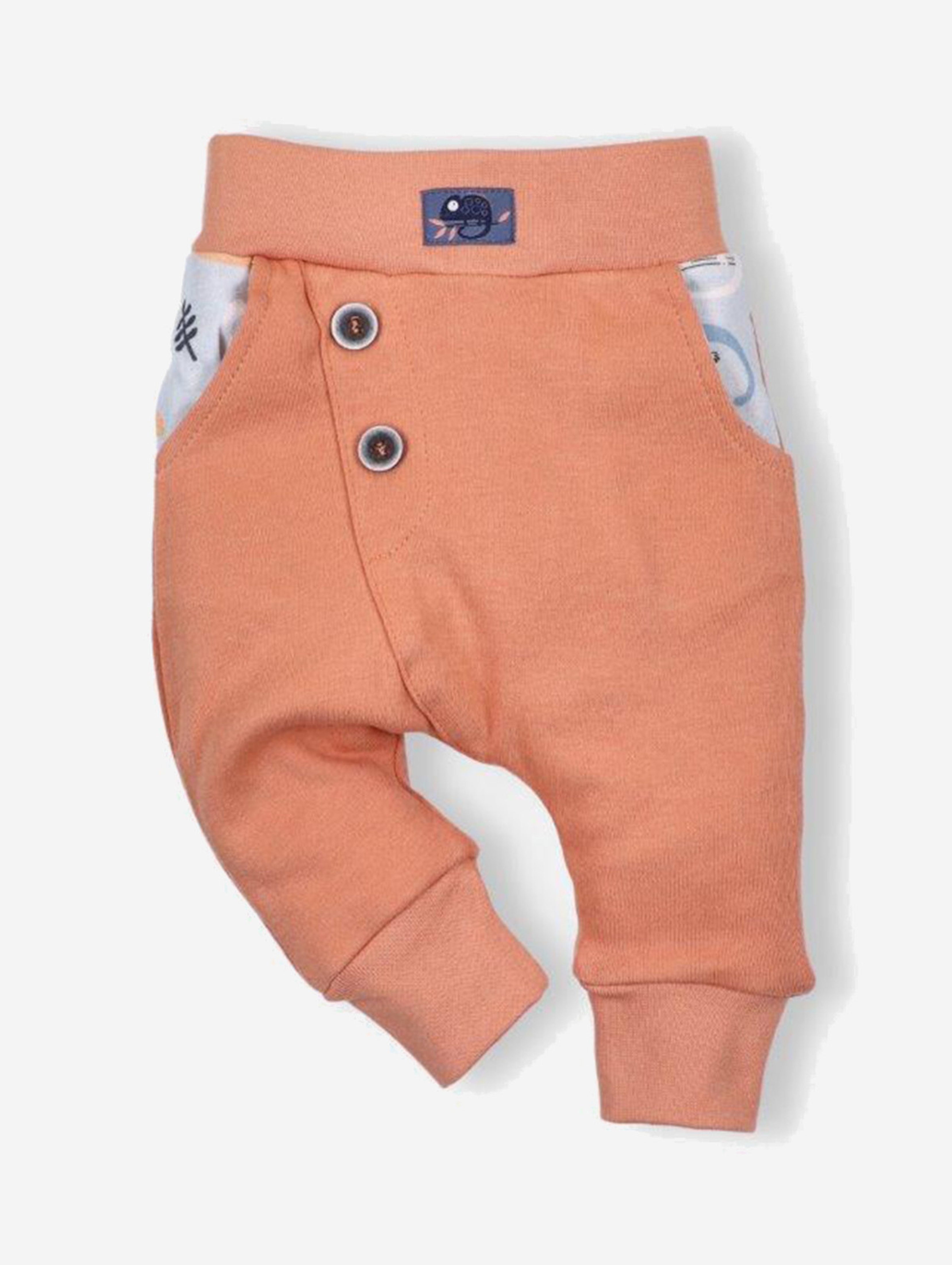 Pomarańczowe dwuwarstwowe spodnie z bawełny organicznej dla chłopca