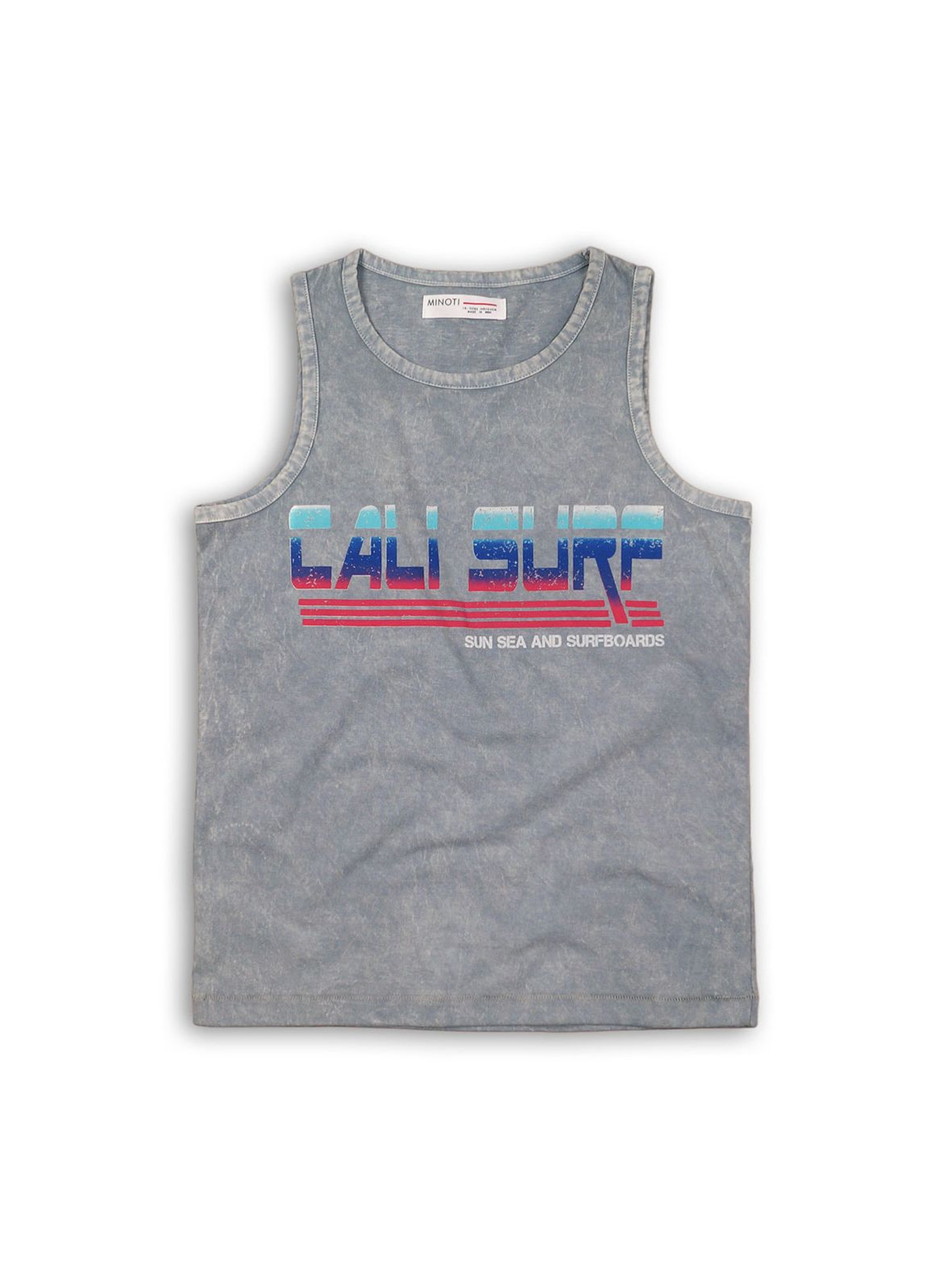 Szara bluzka na ramiączka z napisem "Cali surf"