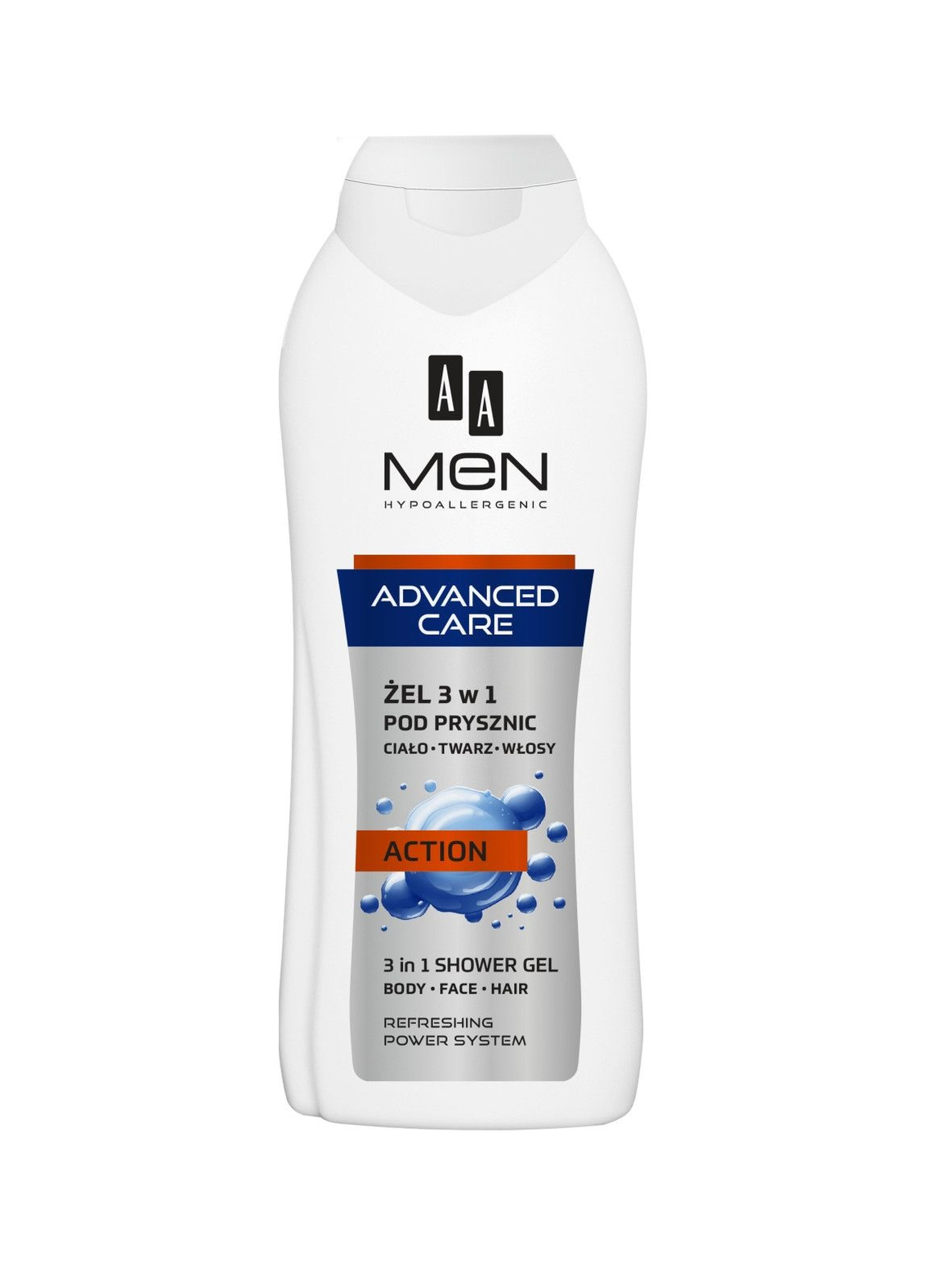 AA Men Advanced Care Żel pod prysznic 3w1 Action 400 ml