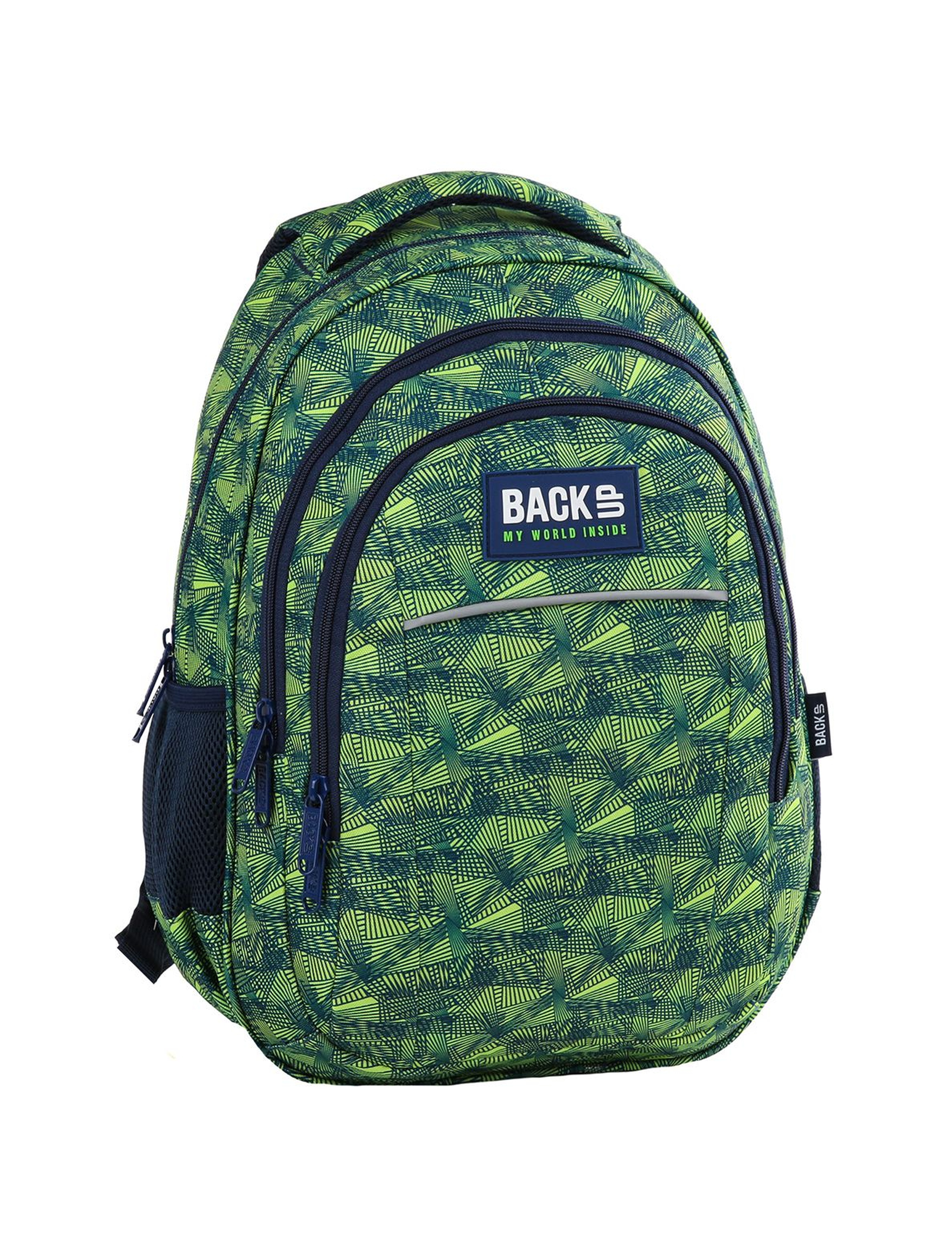 Plecak BACKUP 3komorowy - zielony z odblaskami