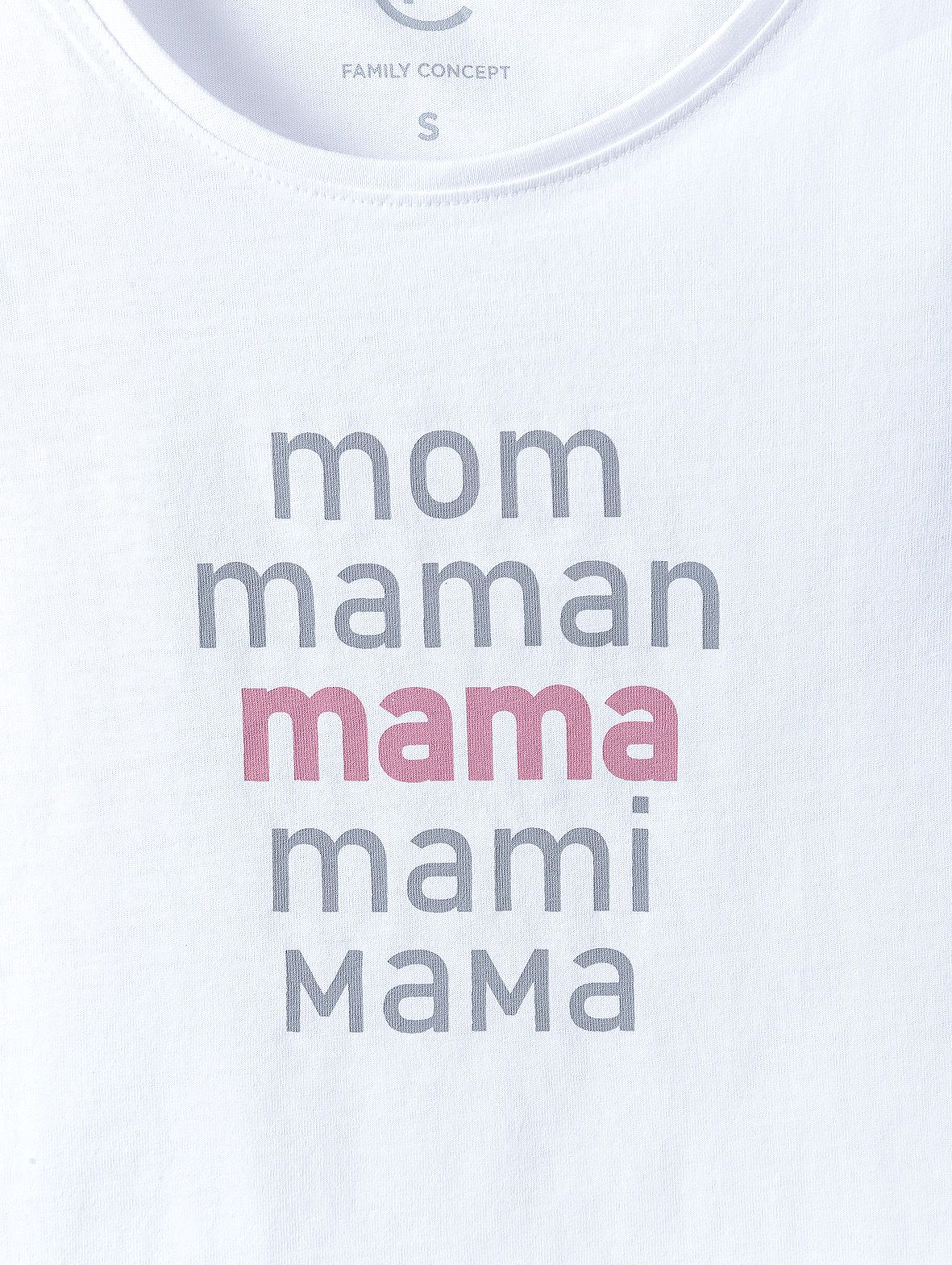 Biały T-shirt damski z napisem Mama