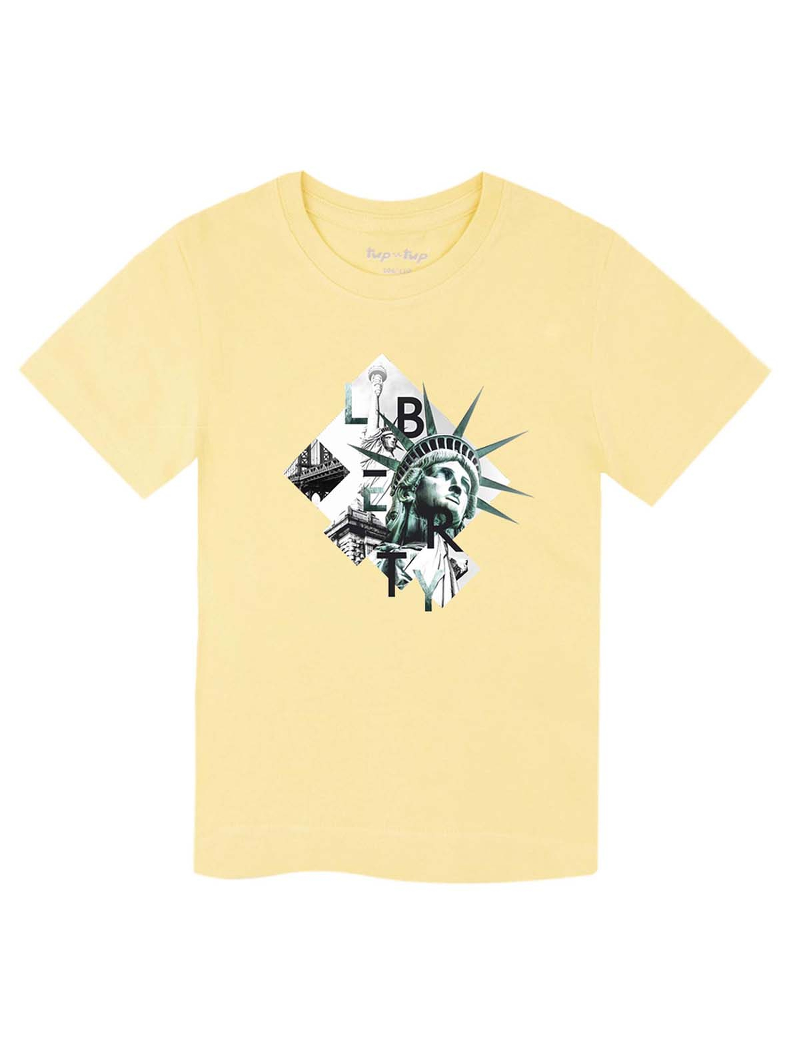 Zółty t-shirt chłopięcy z bawełny Tup Tup Statua Wolności