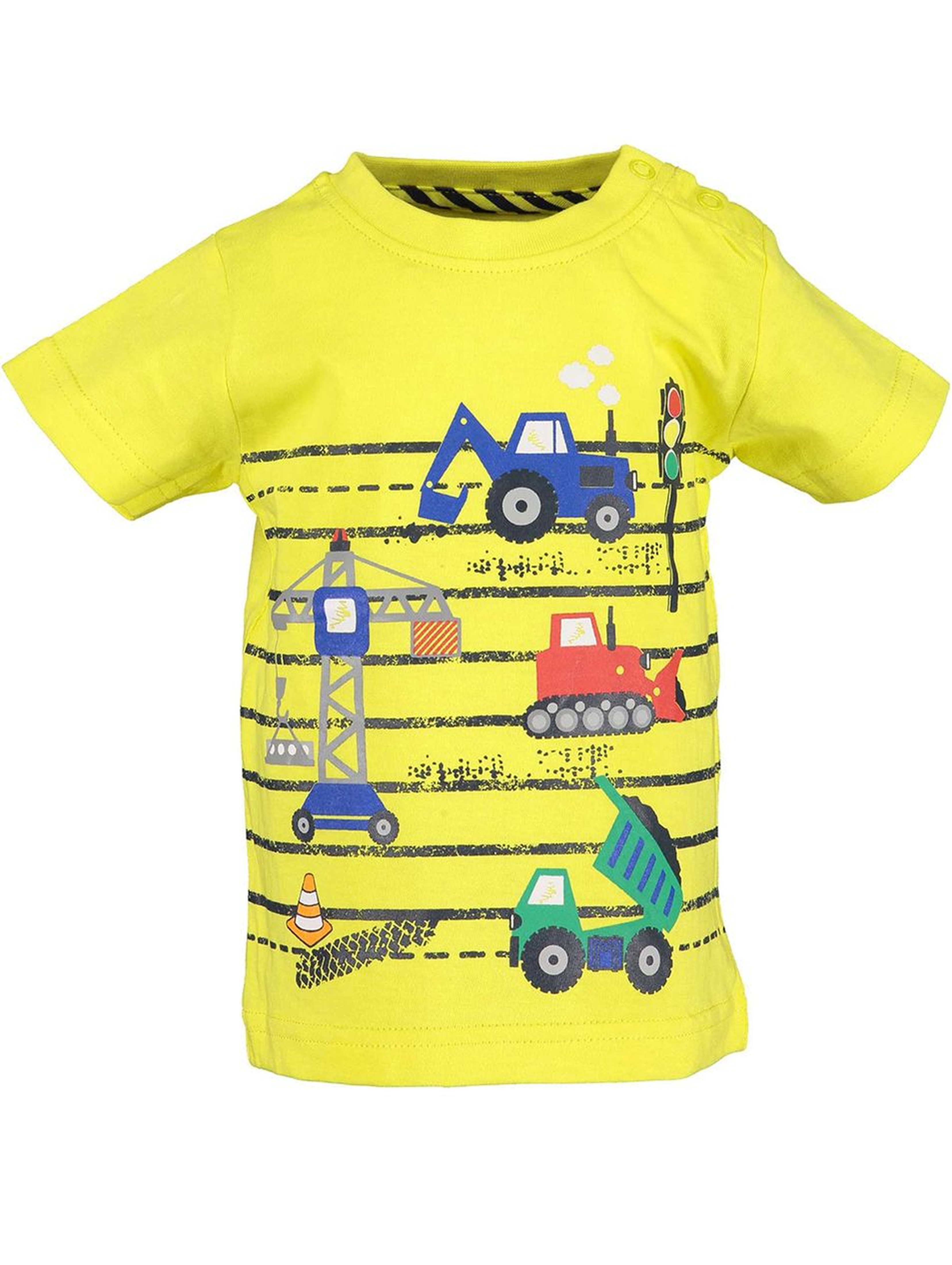 Koszulka chłopięca żółta z pojazdami budowlanymi