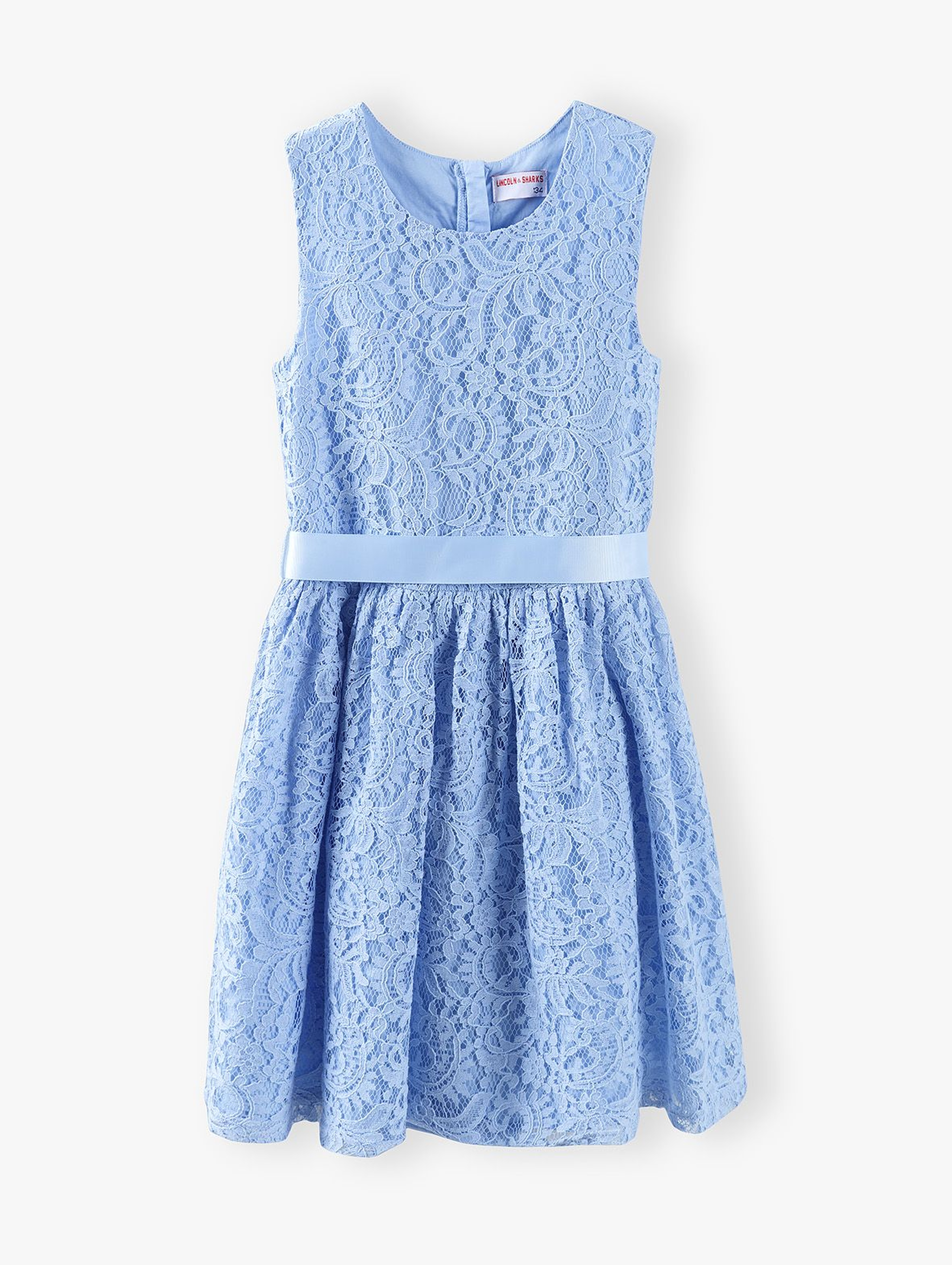 Elegancka koronkowa sukienka dziecięca - niebieska