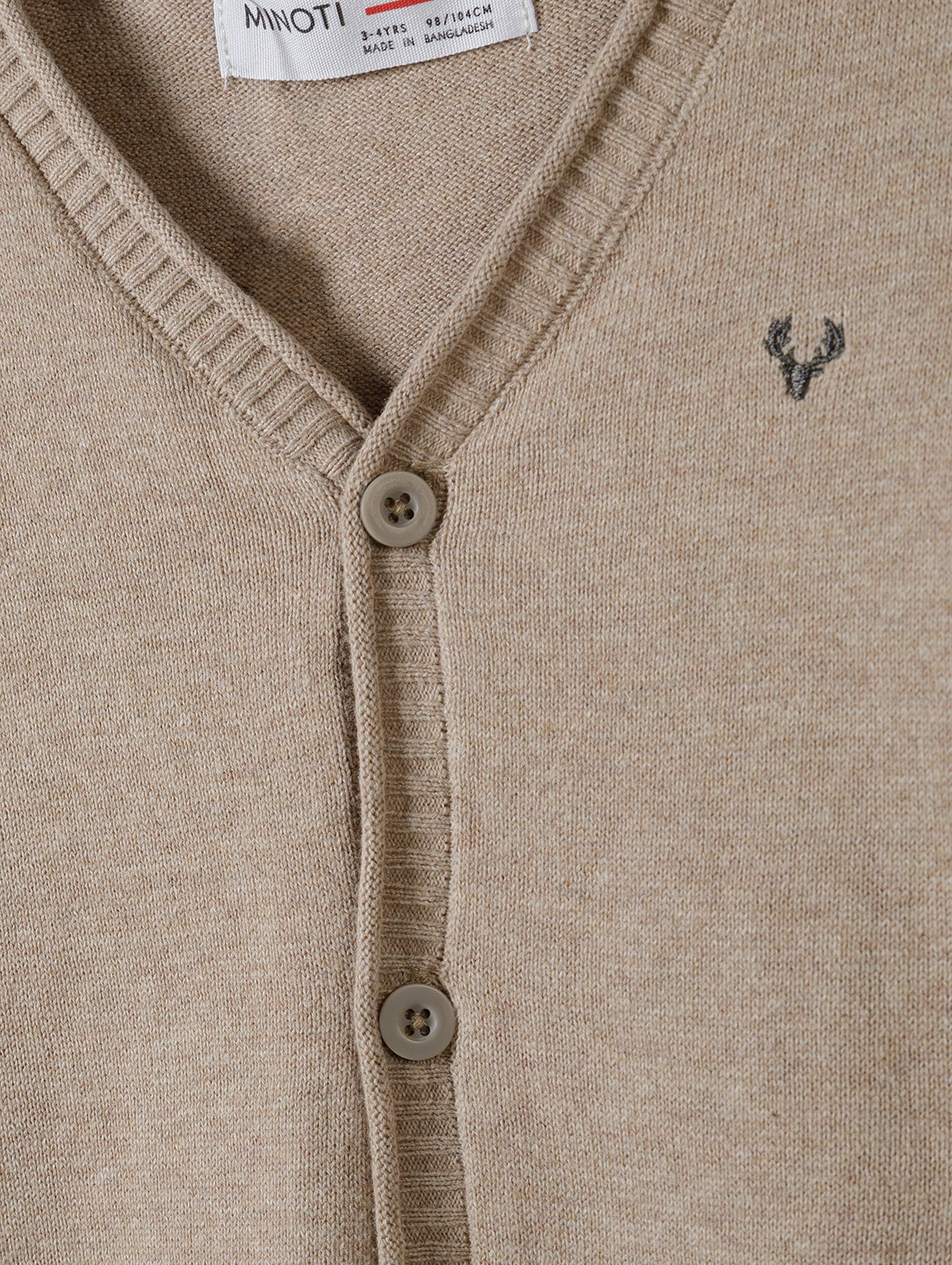 Klasyczny sweter z zapięciem na guziki chłopięcy- beżowy