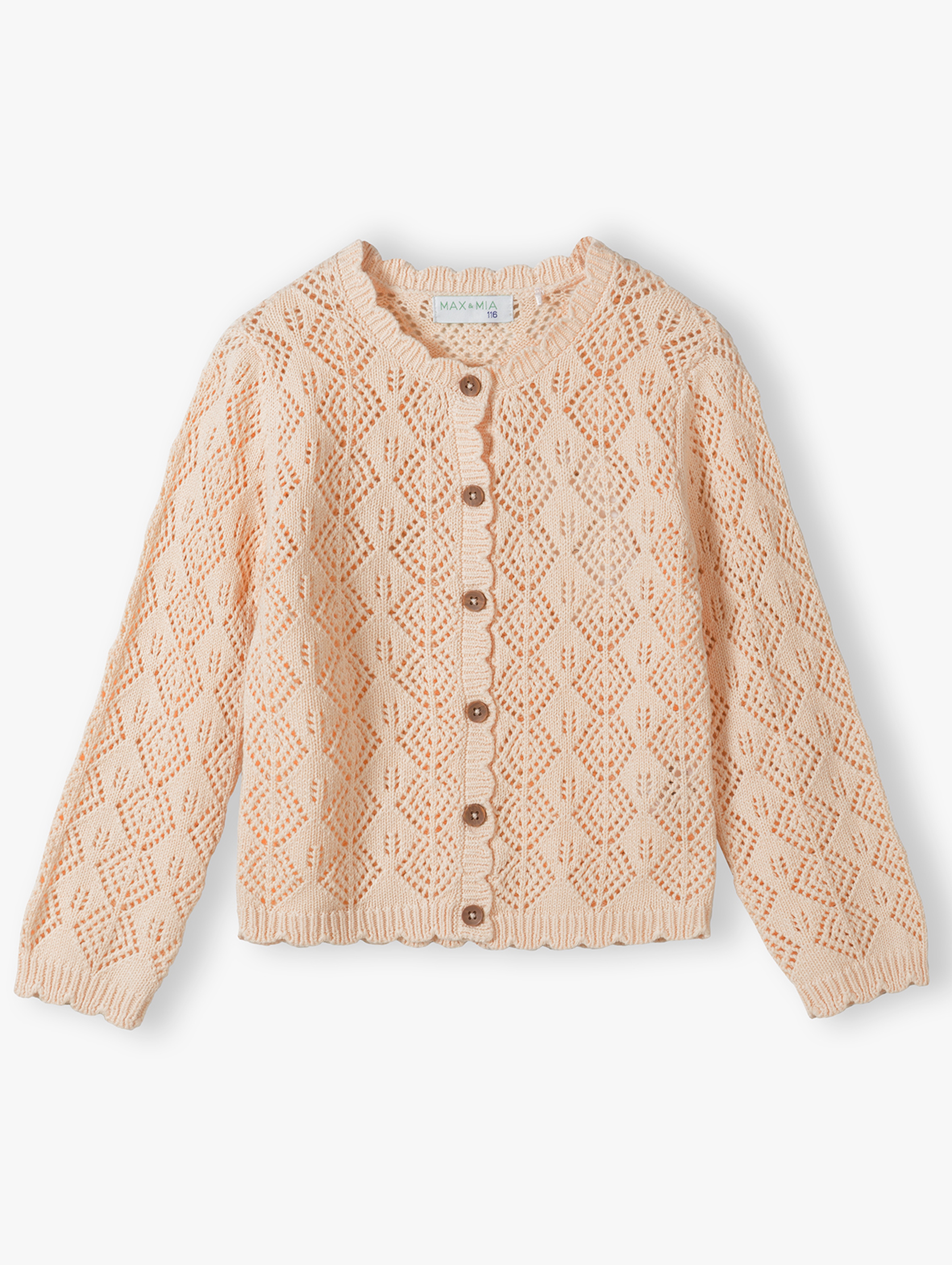 Ażurowy sweter dla dziewczynki - ecru