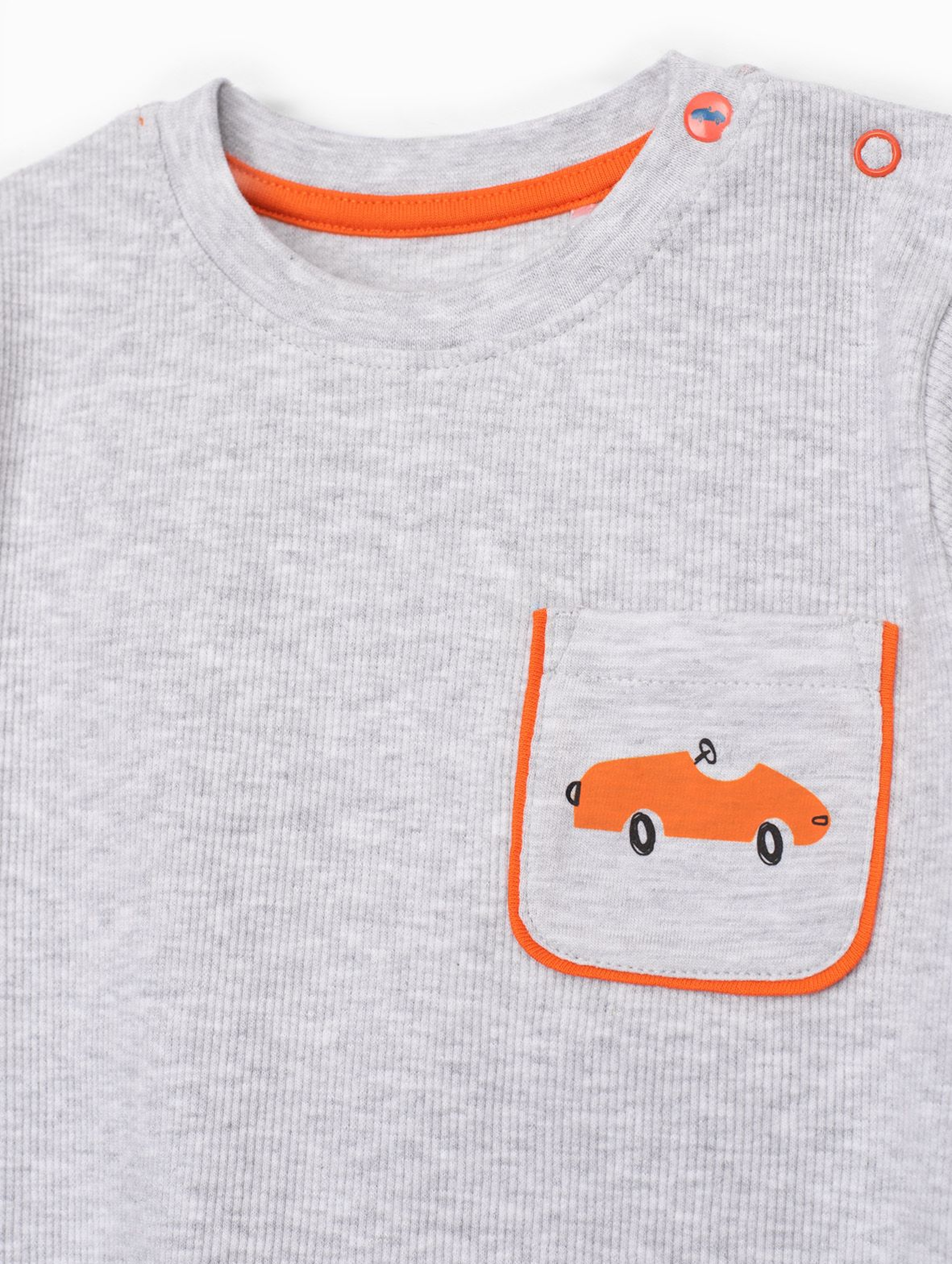 Szara bluzka niemowlęca z samochodzikiem