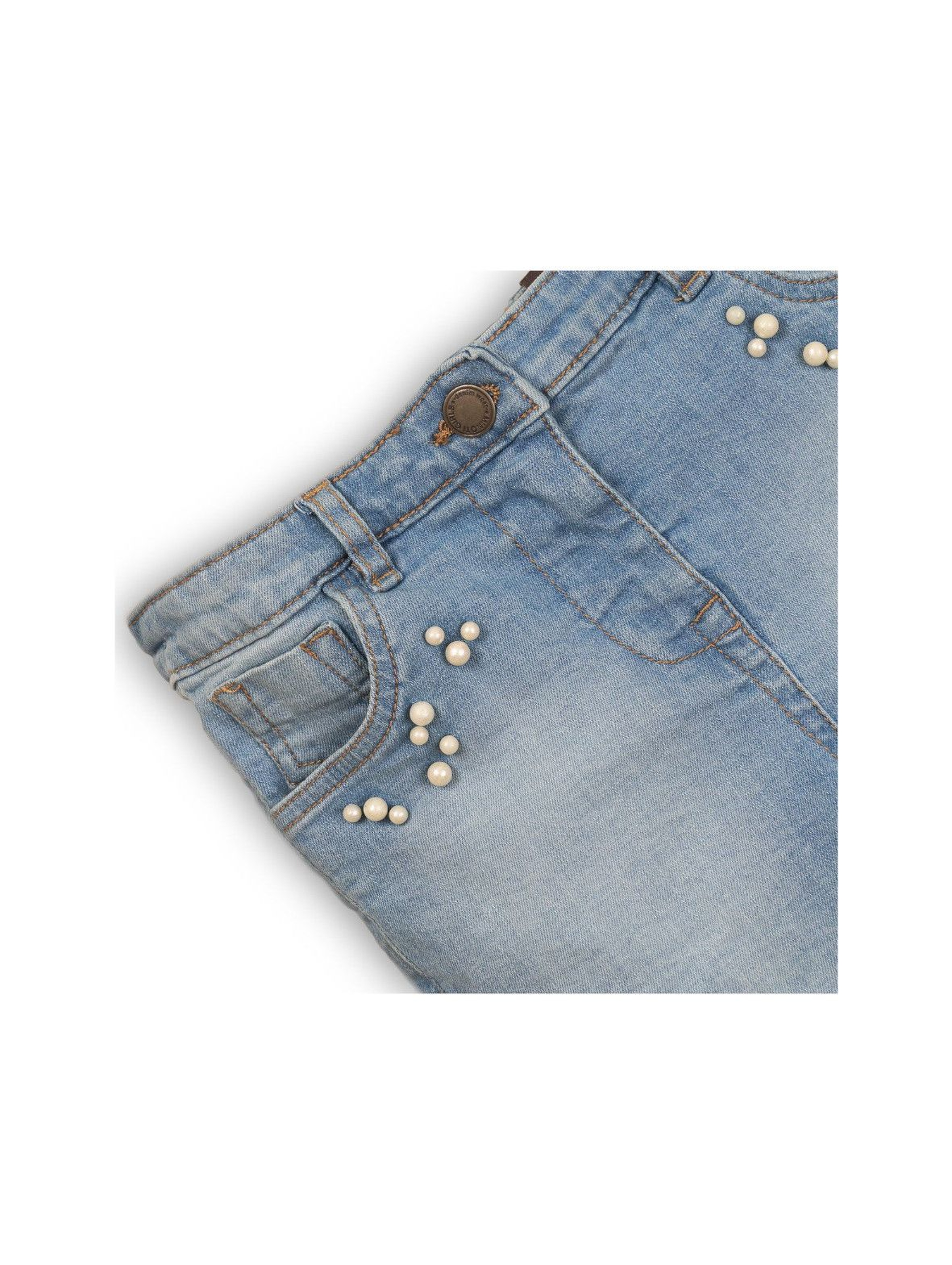 Szorty jeansowe dziewczęce z perełkami