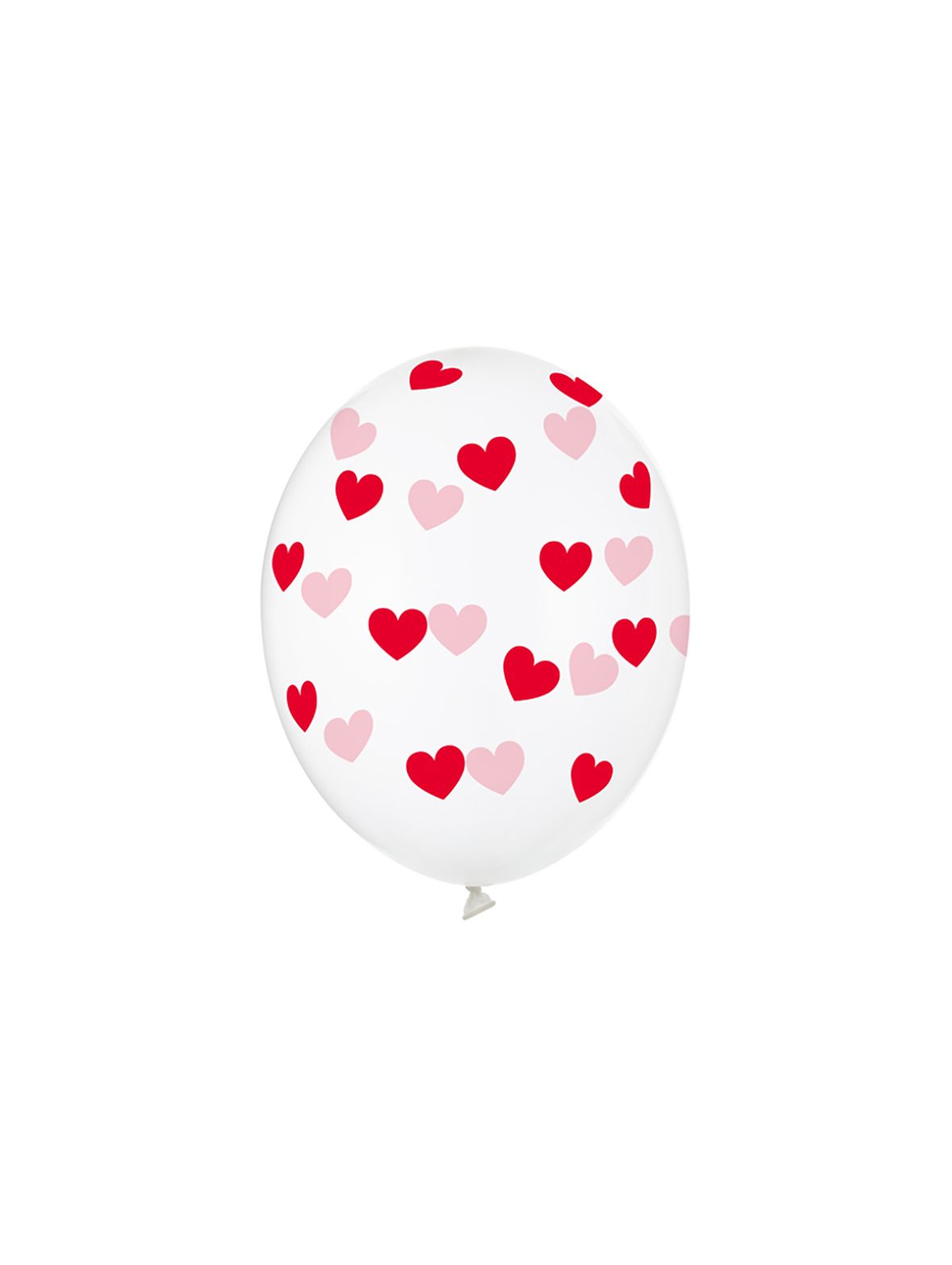 Balony 30 cm w czerwone serduszka - Crystal Clear 50 sztuk