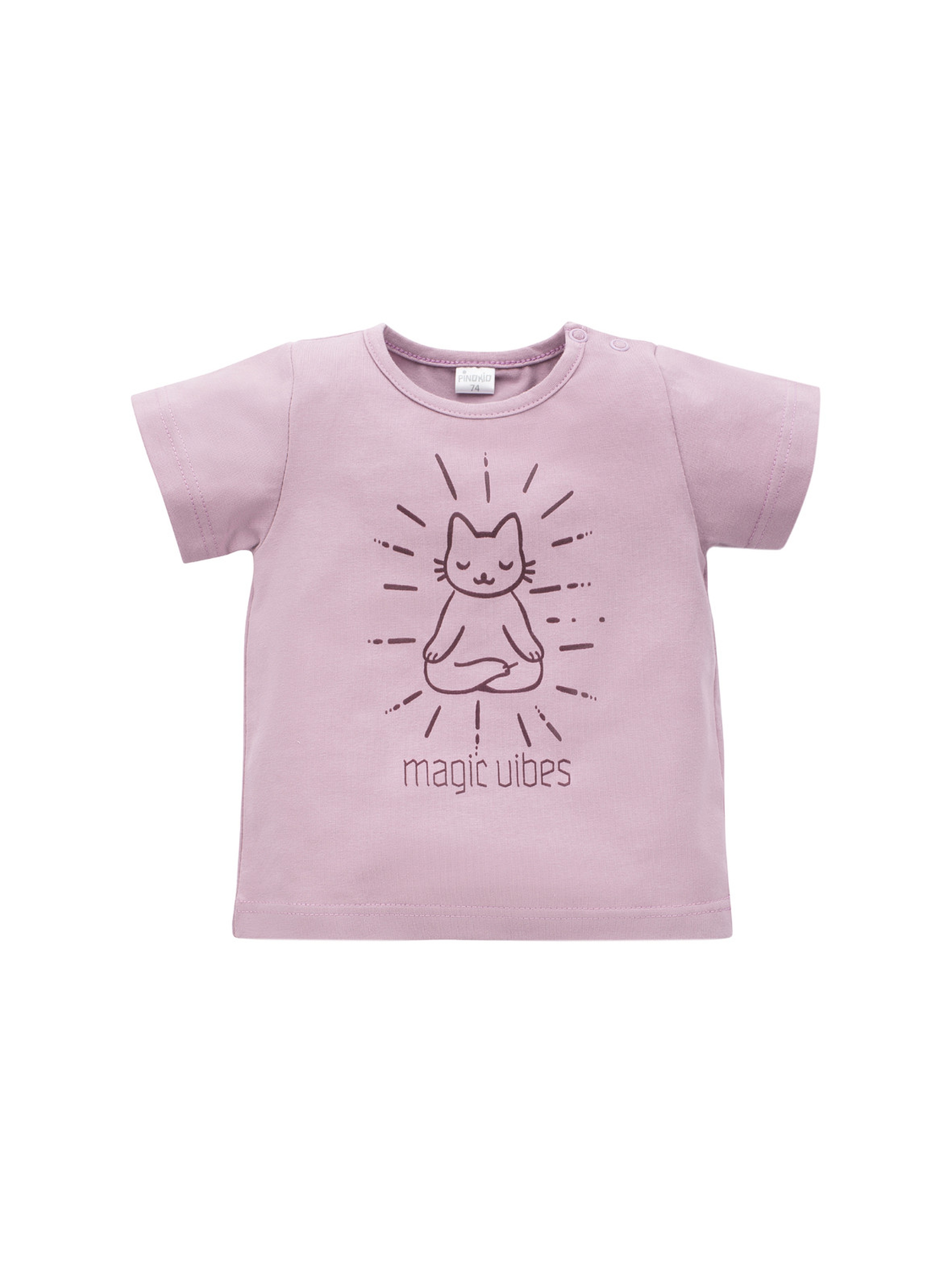 Różowy t-shirt dziewczęcy z kotem