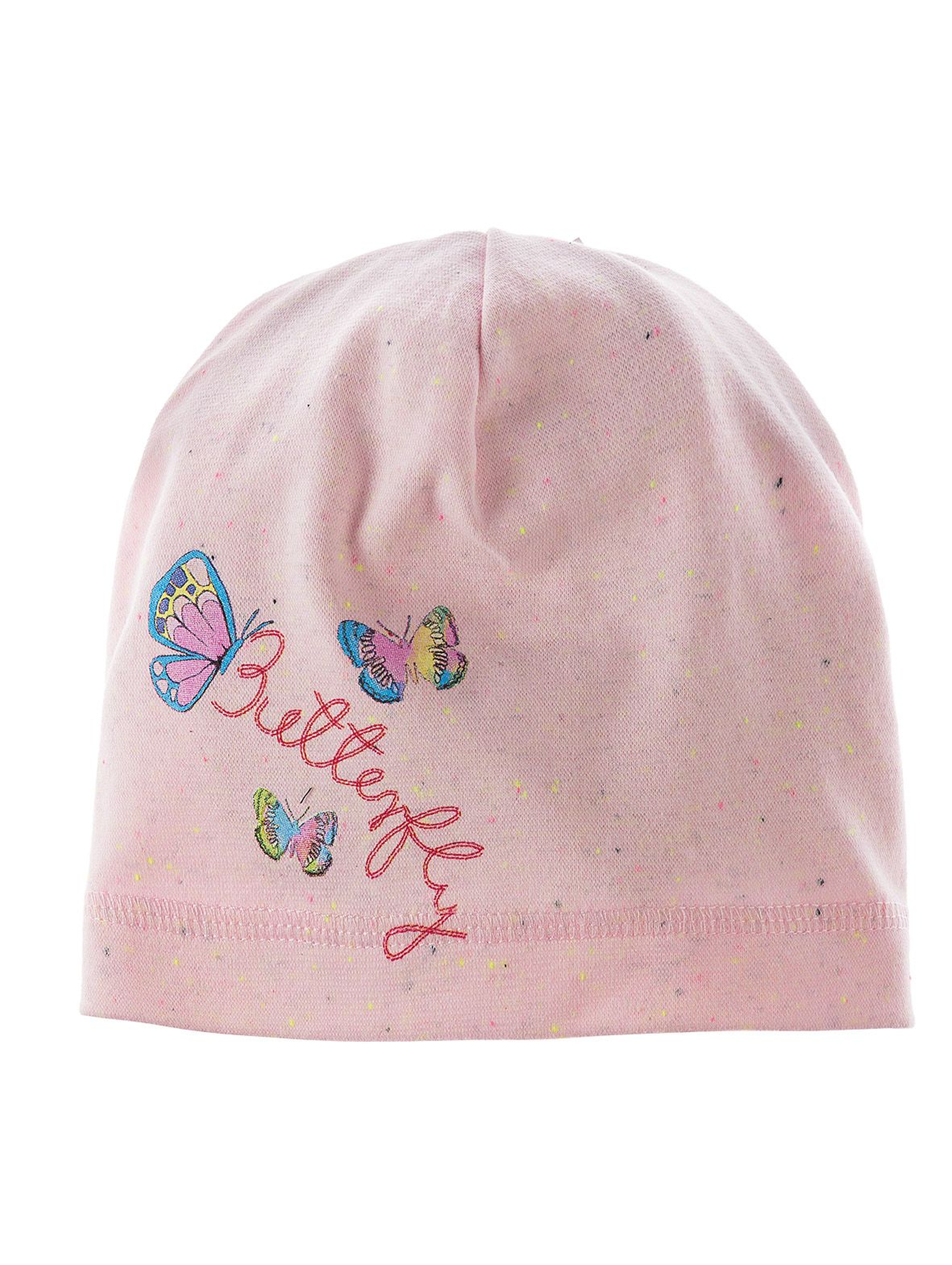 Dzianinowa czapka dla dziewczynki z kolorowym nadrukiem