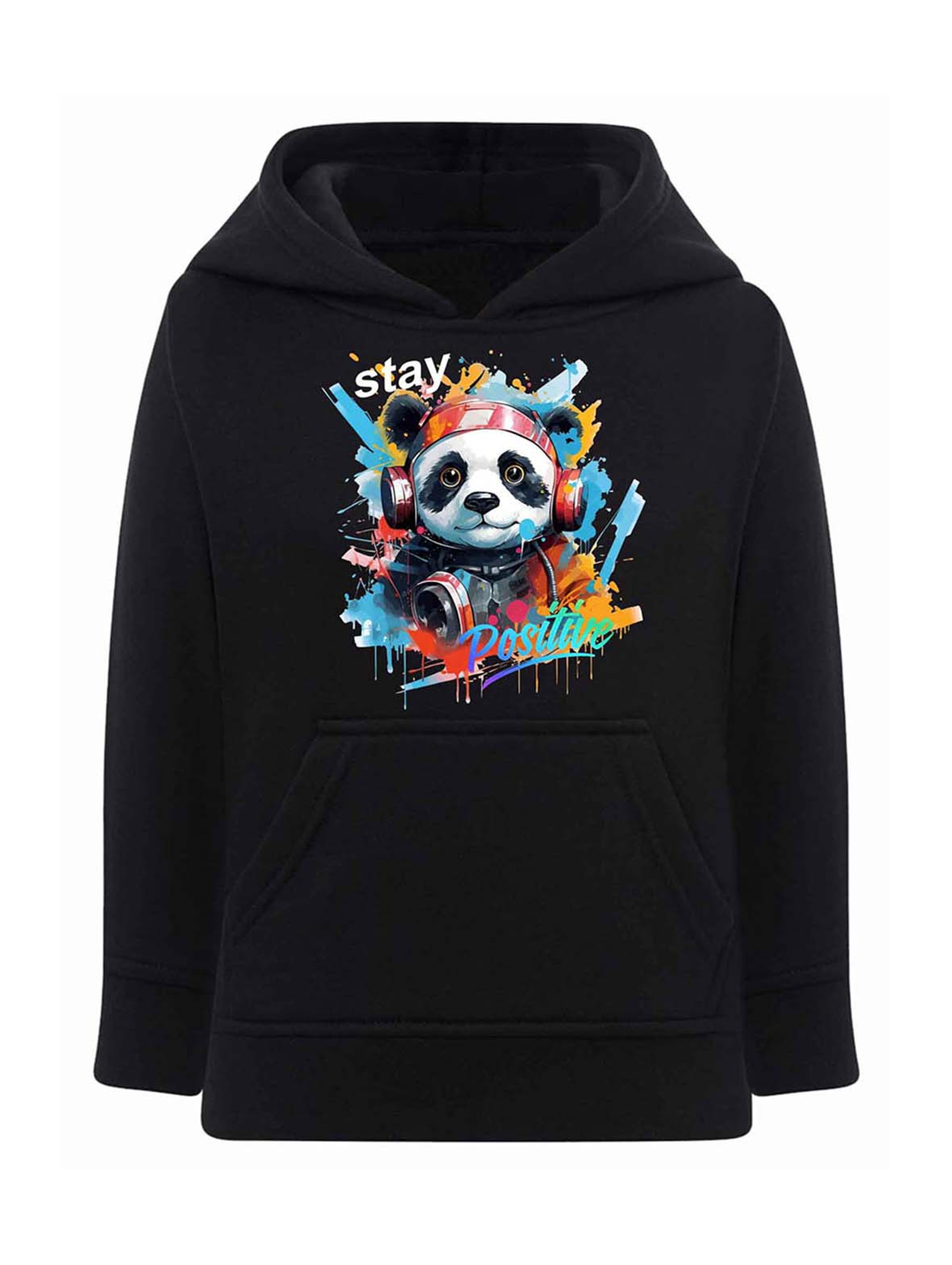 Czarna chłopięca bluza kangurka z kapturem Panda