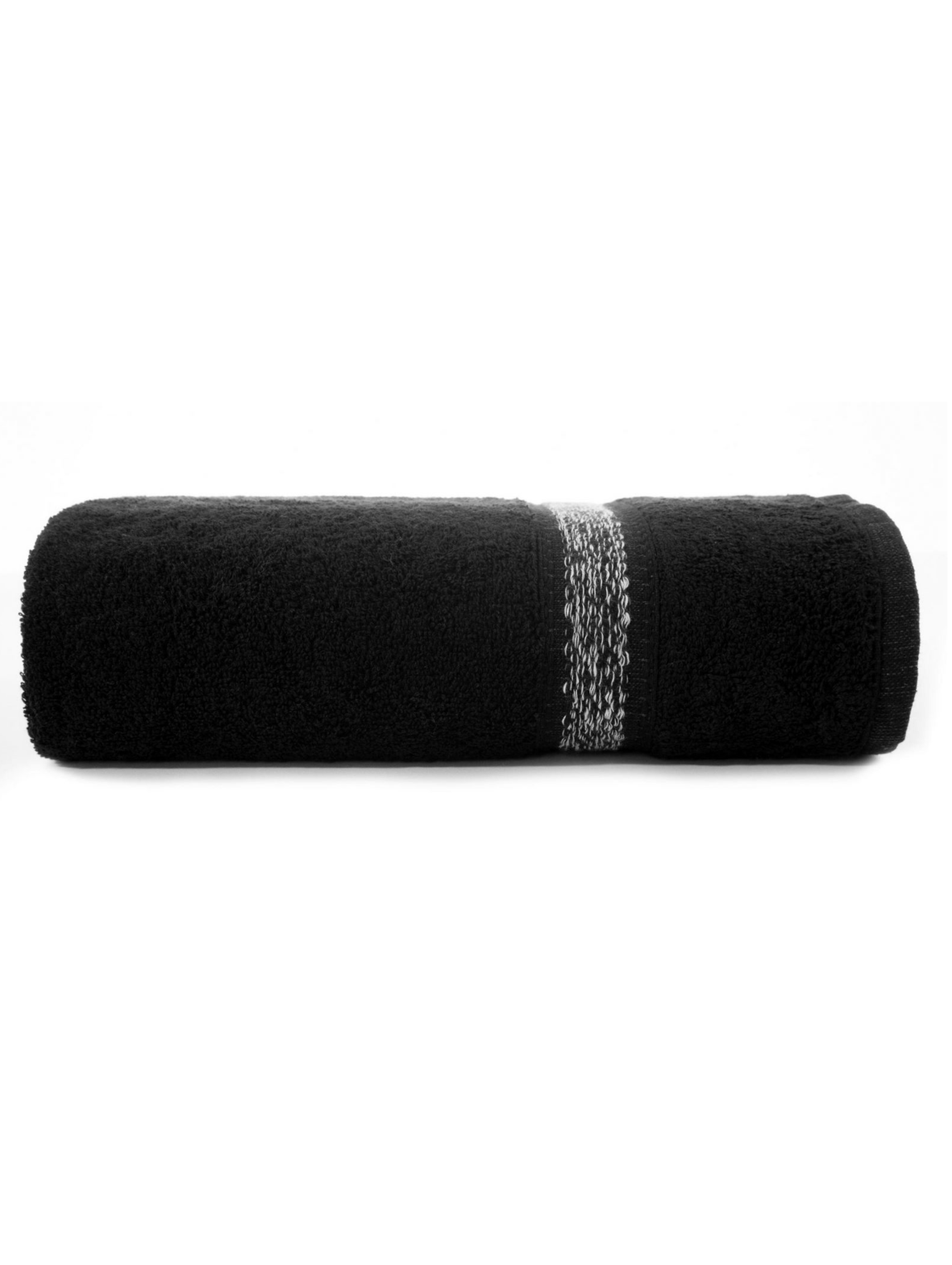 Czarny ręcznik 70x140 cm z ozdobnym pasem