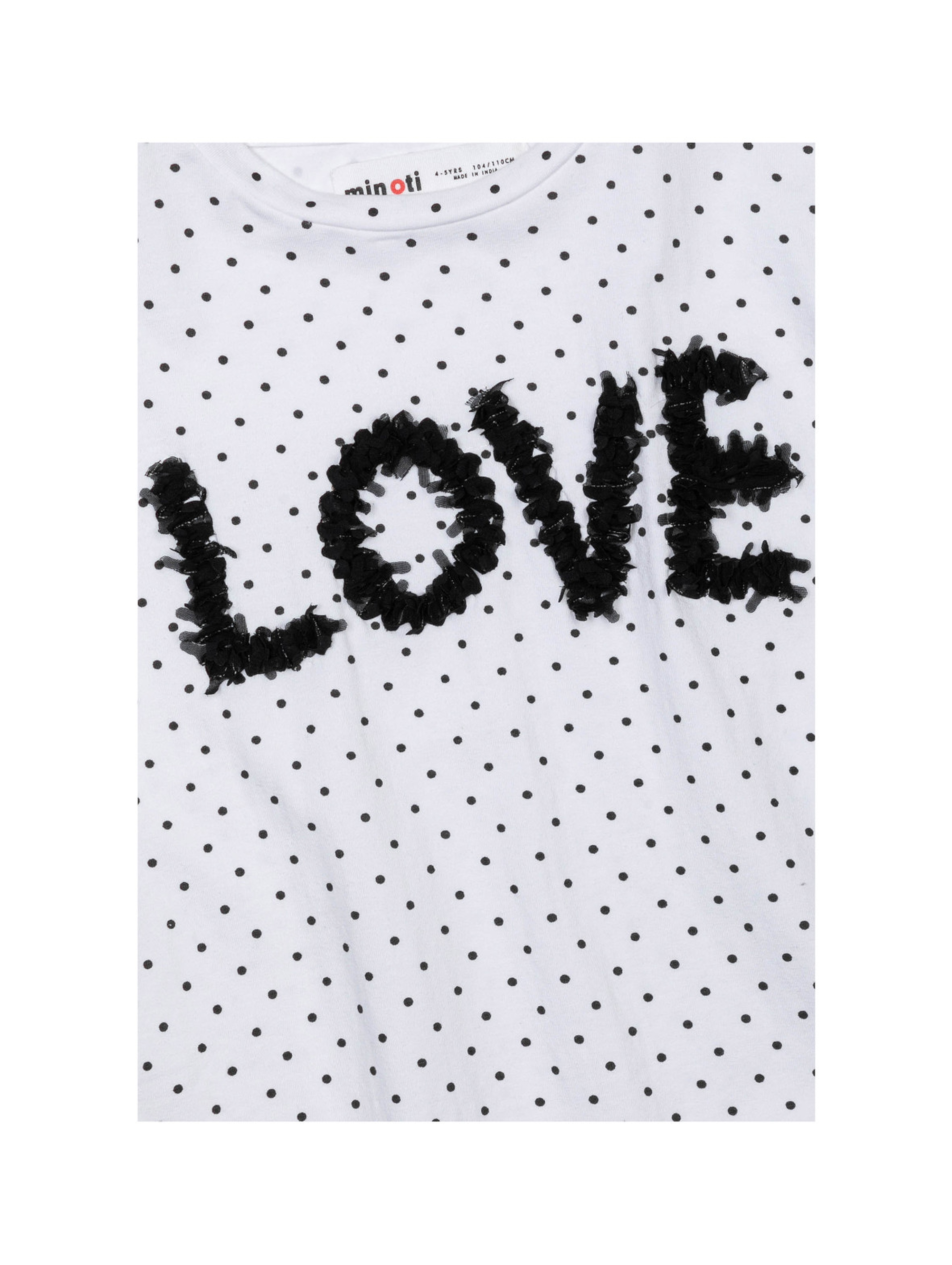 Biała bluzka dziewczęca w kropeczki z napisem LOVE