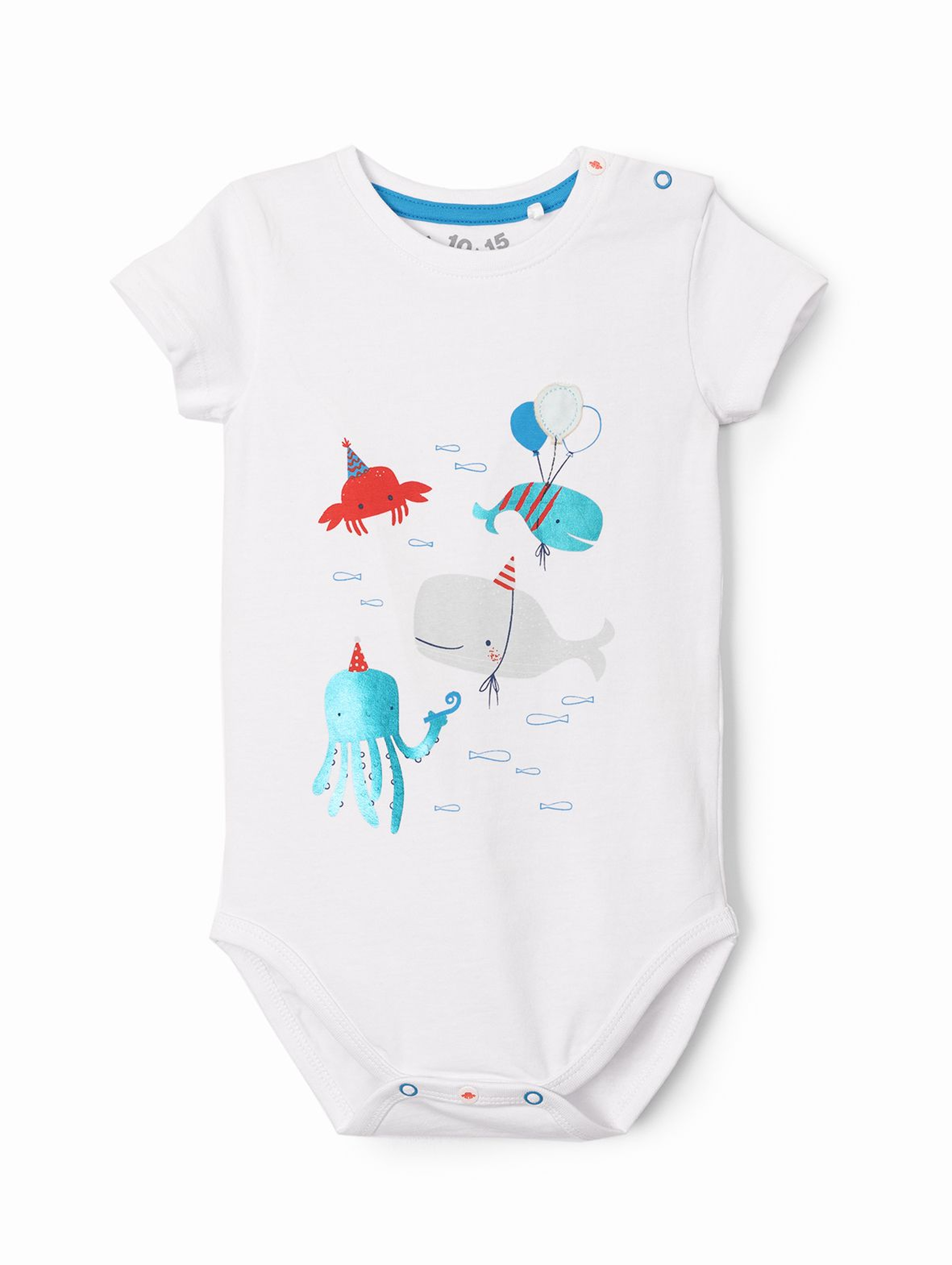 Białe body niemowlęce z morskimi zwierzakami