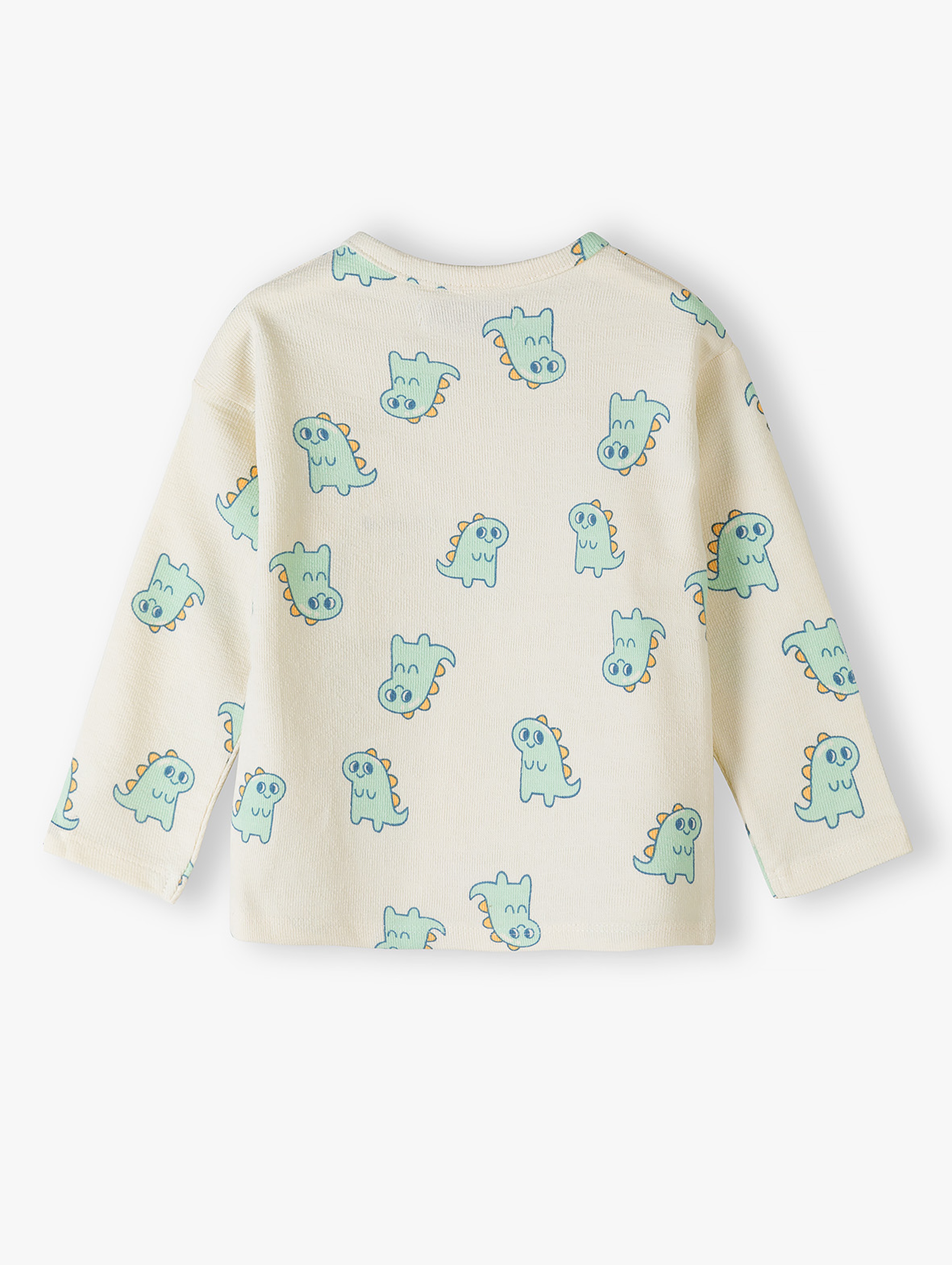 Bawełniana bluzka dla niemowlaka - ecru w dinozaury - 5.10.15.