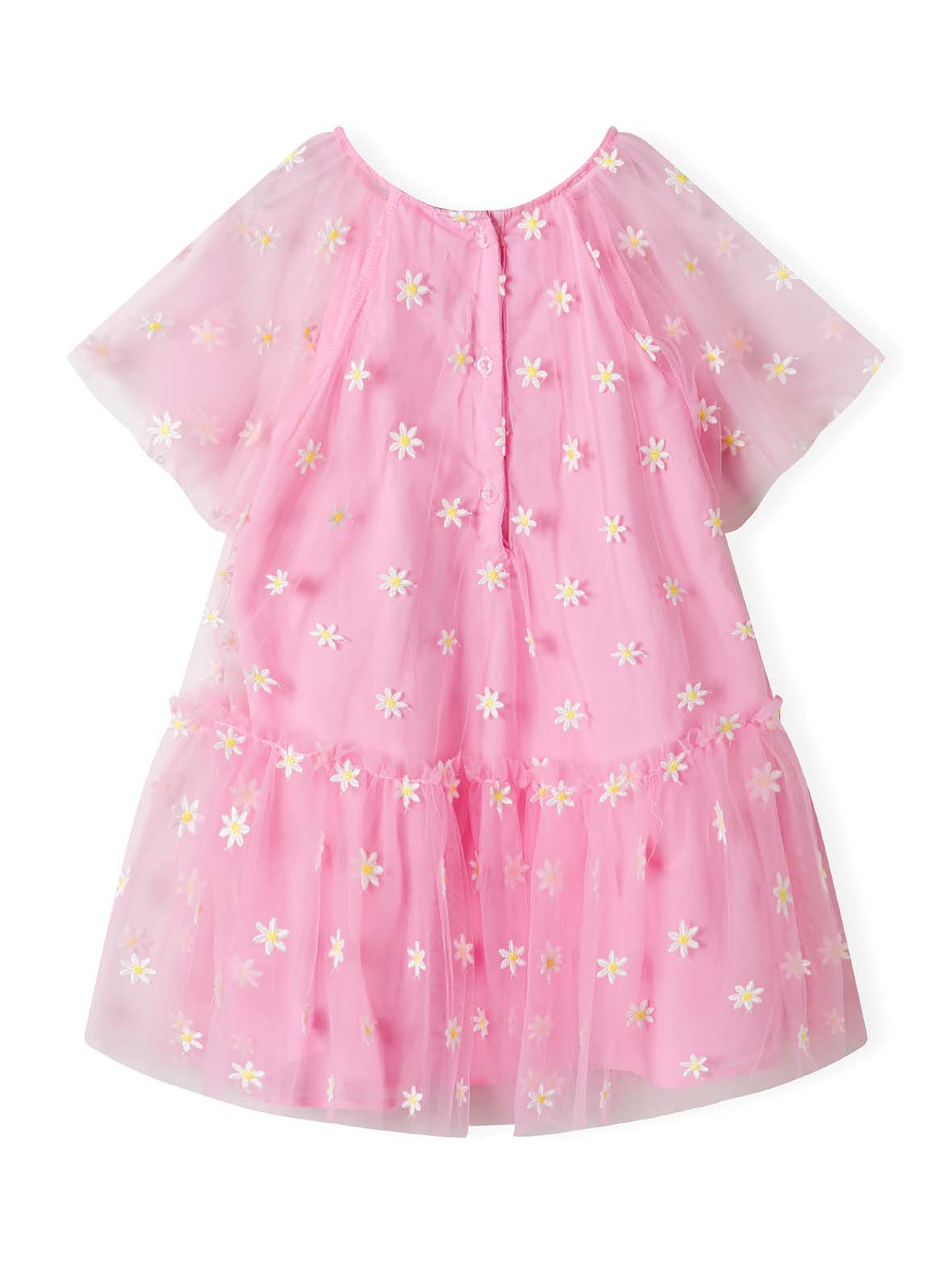 Różowa tiulowa sukienka w kwiatki dla niemowlaka