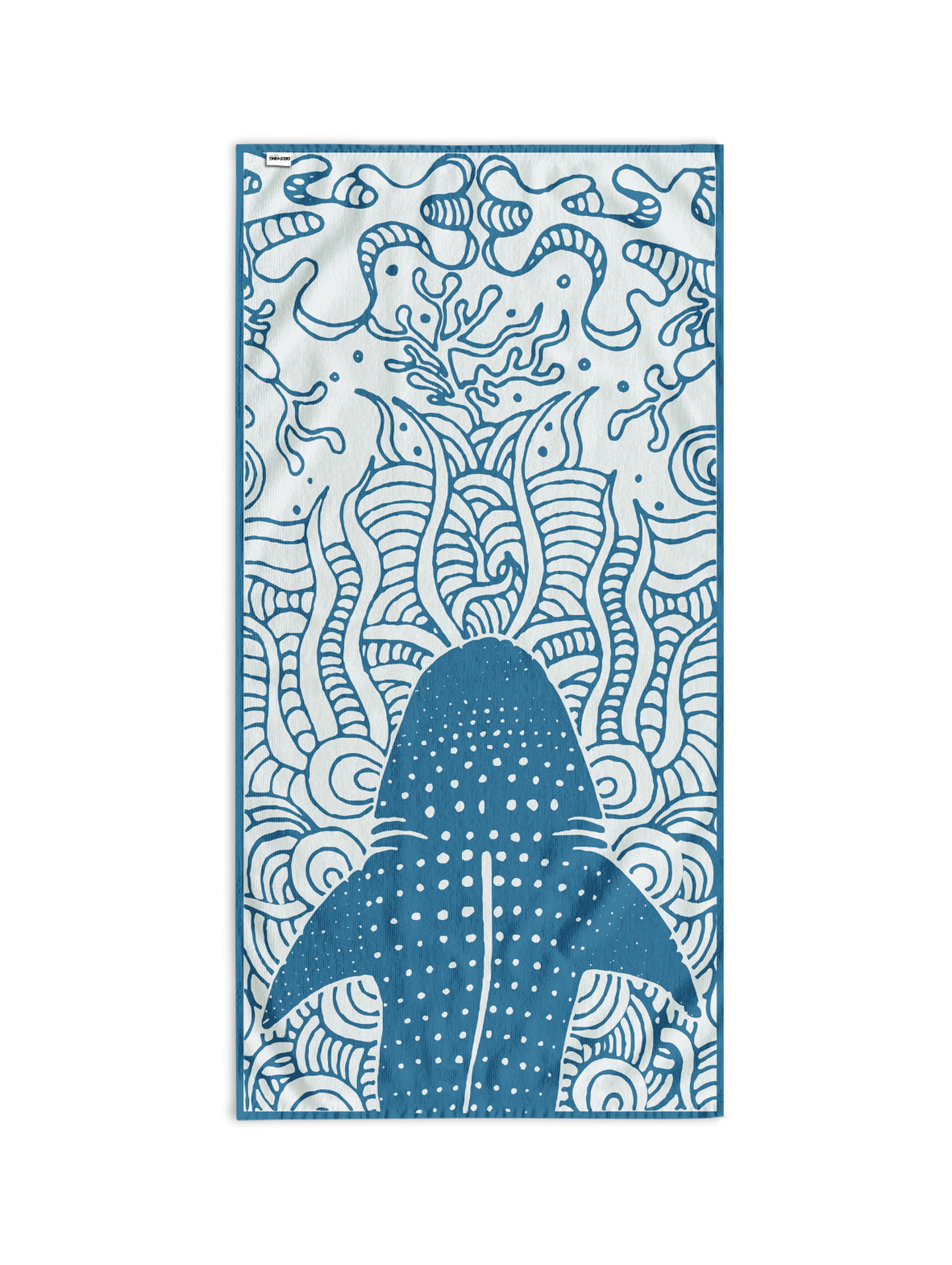 Bawełniany ręcznik plażowy SHARK niebieski 90x180 cm