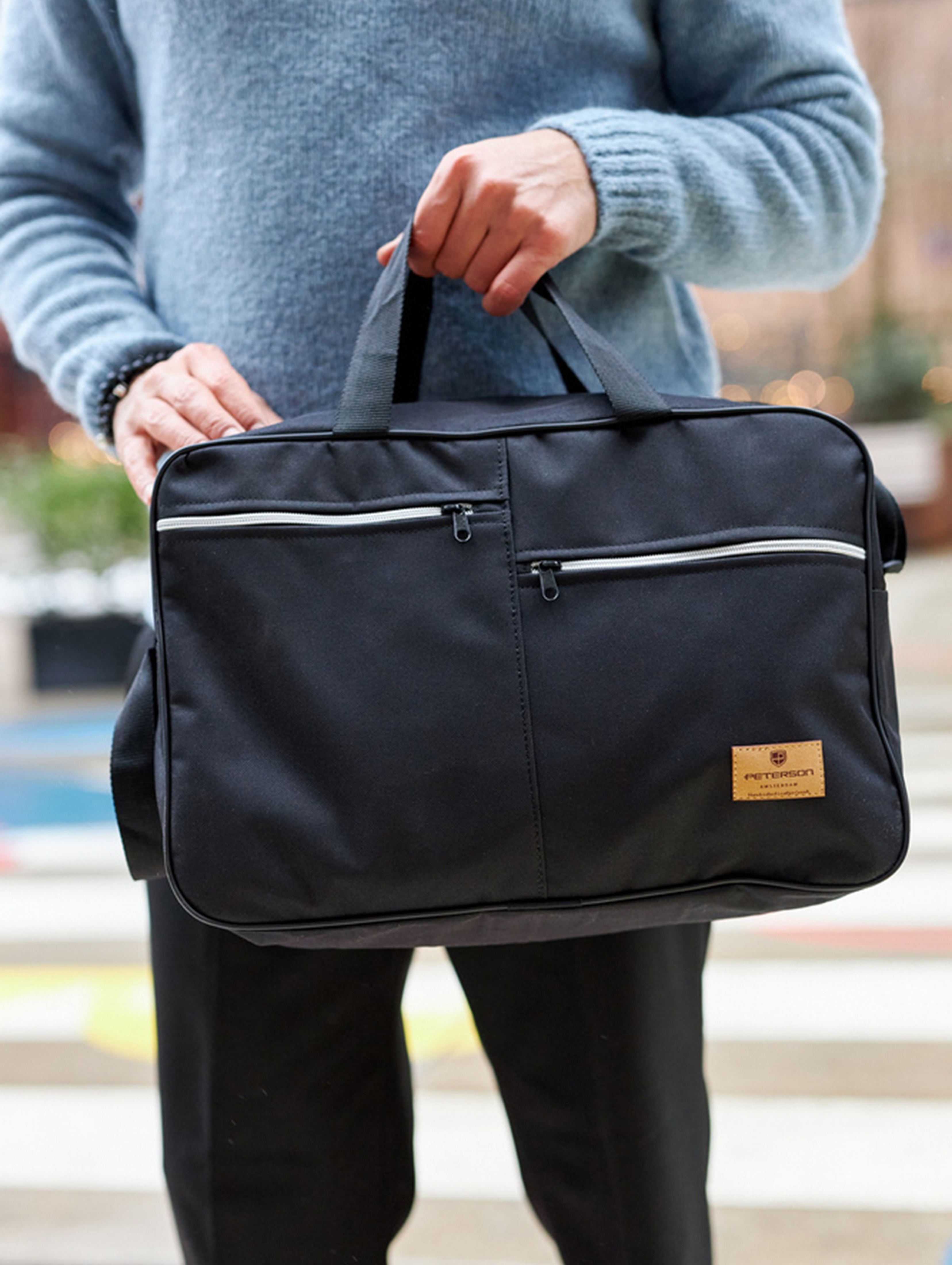Mała torba podróżna z tkaniny bagaż podręczny — Peterson czarny