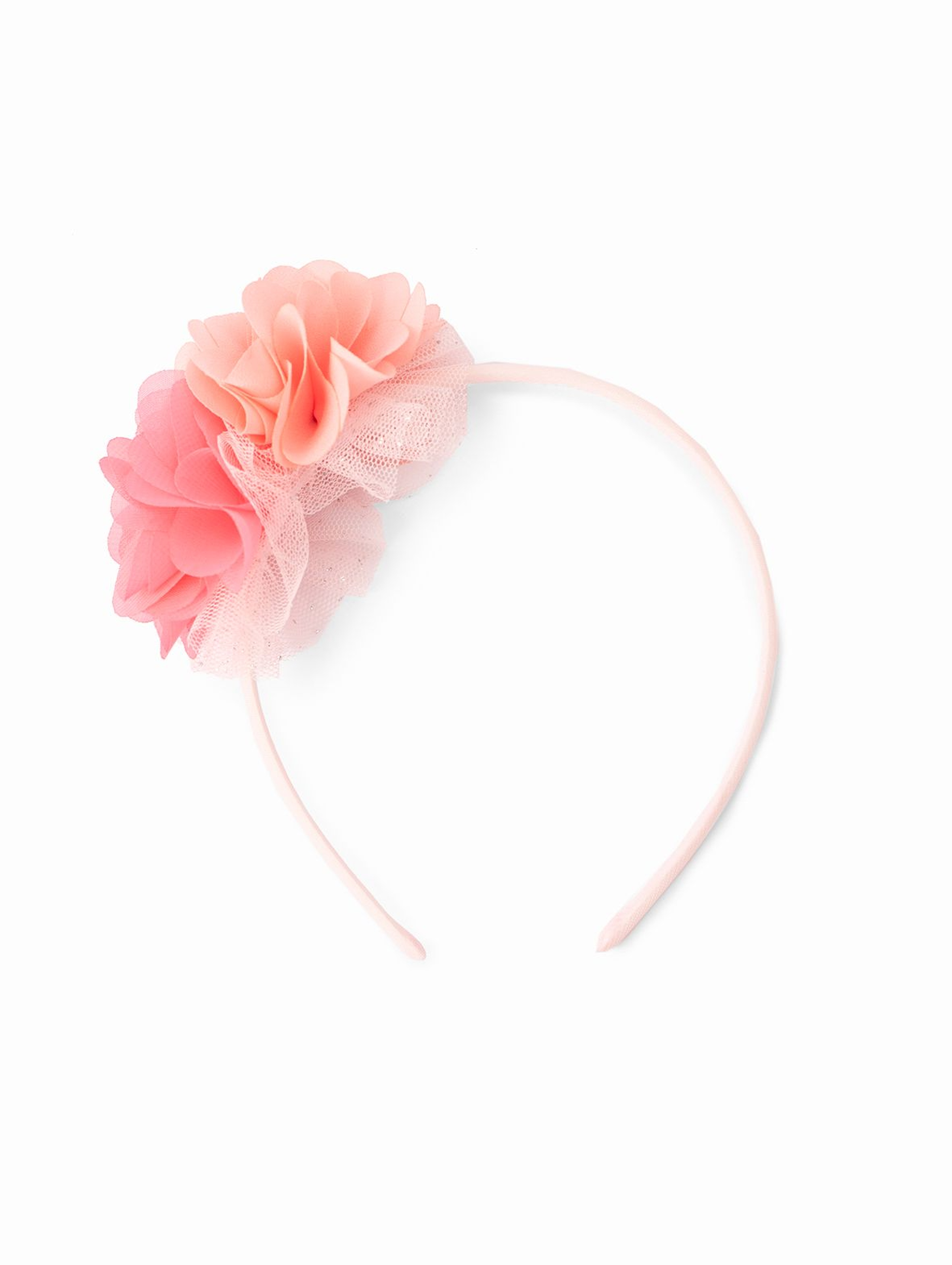 Opaska do włosów dla dziewczynki z kwiatkami - różowa