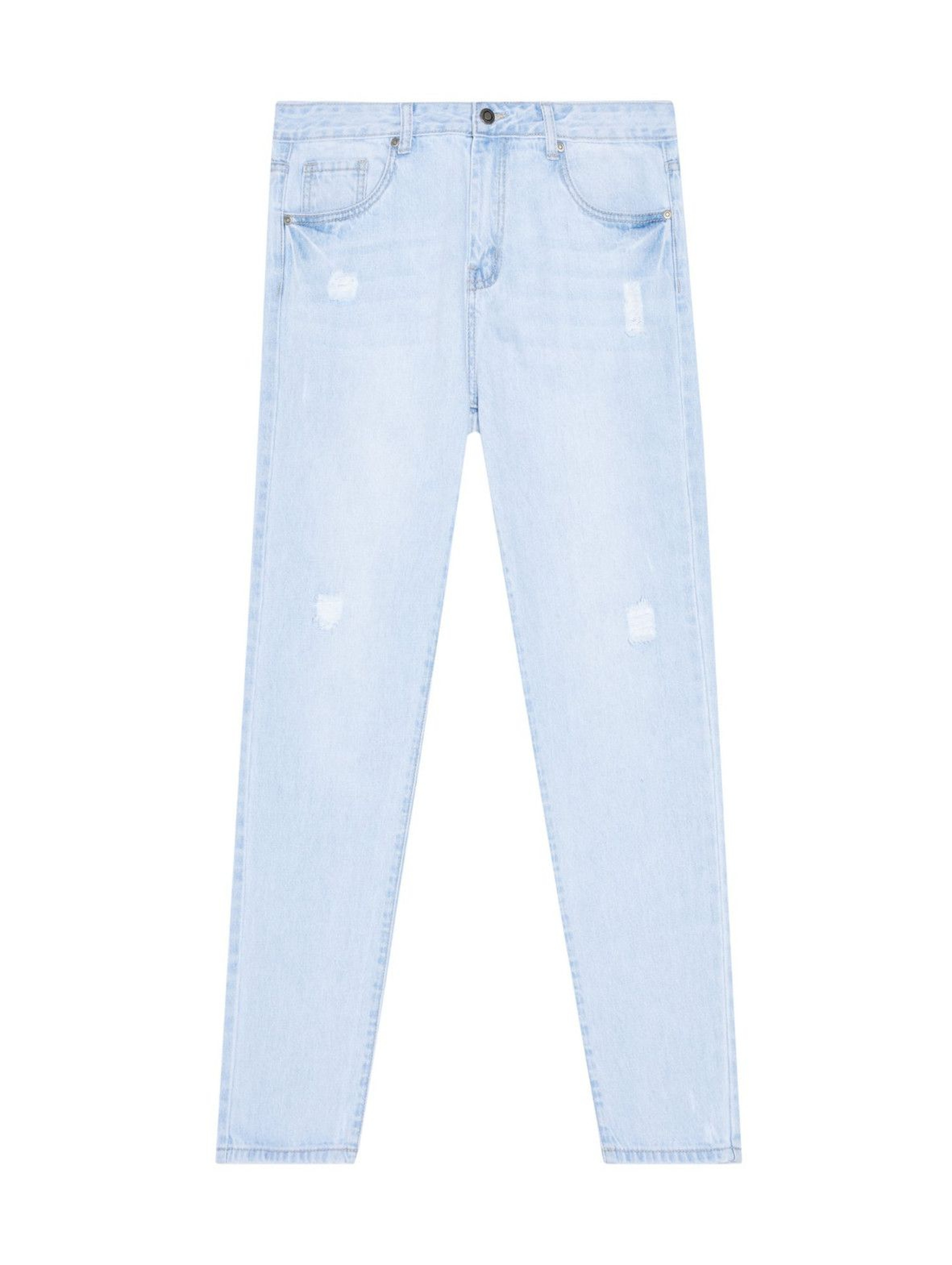 Spodnie jeansowe typu boyfriend z niskim stanem- niebieskie