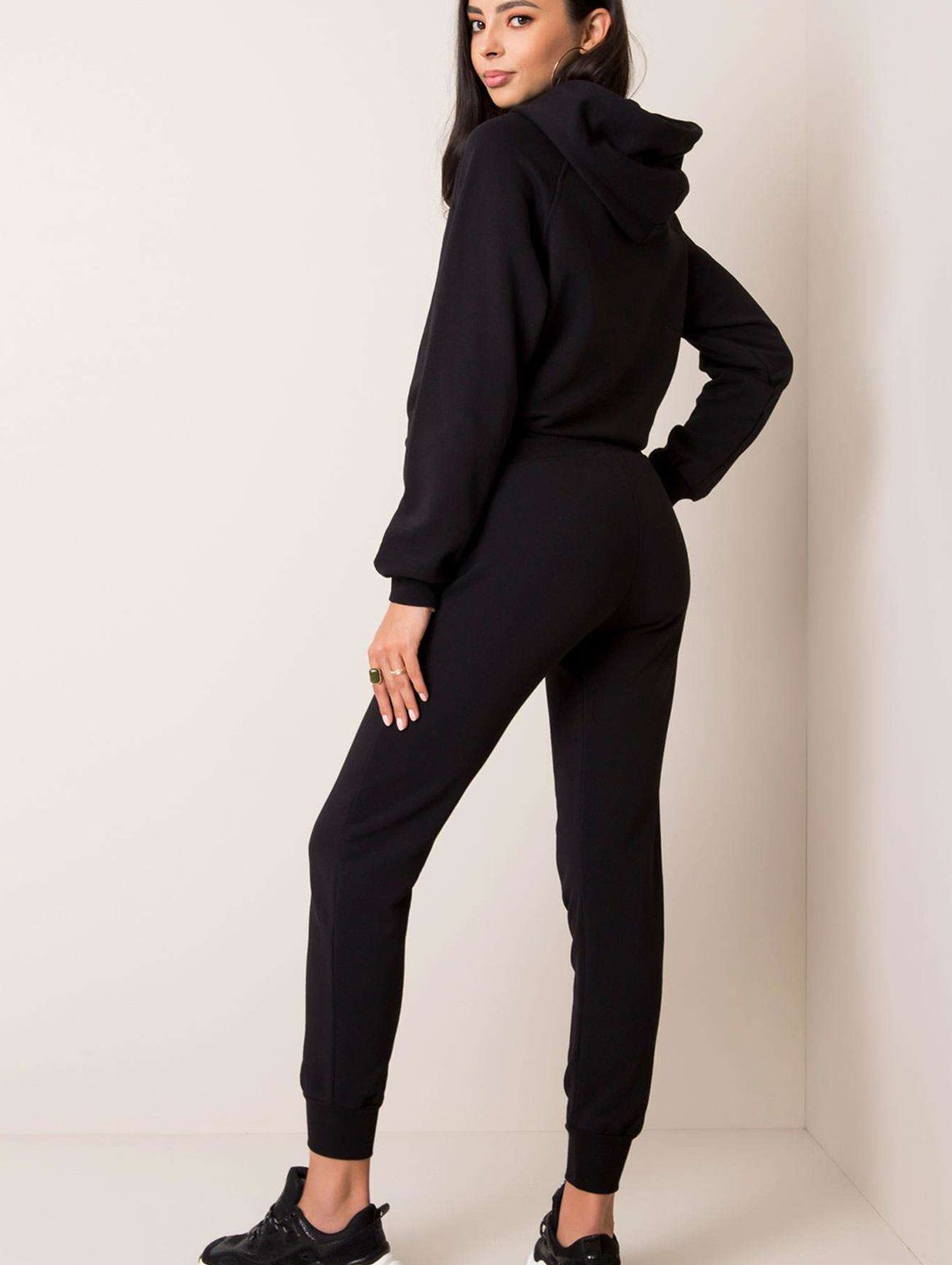 BASIC Komplet dresowy damski - bluza z kapturem+ spodnie - czarny