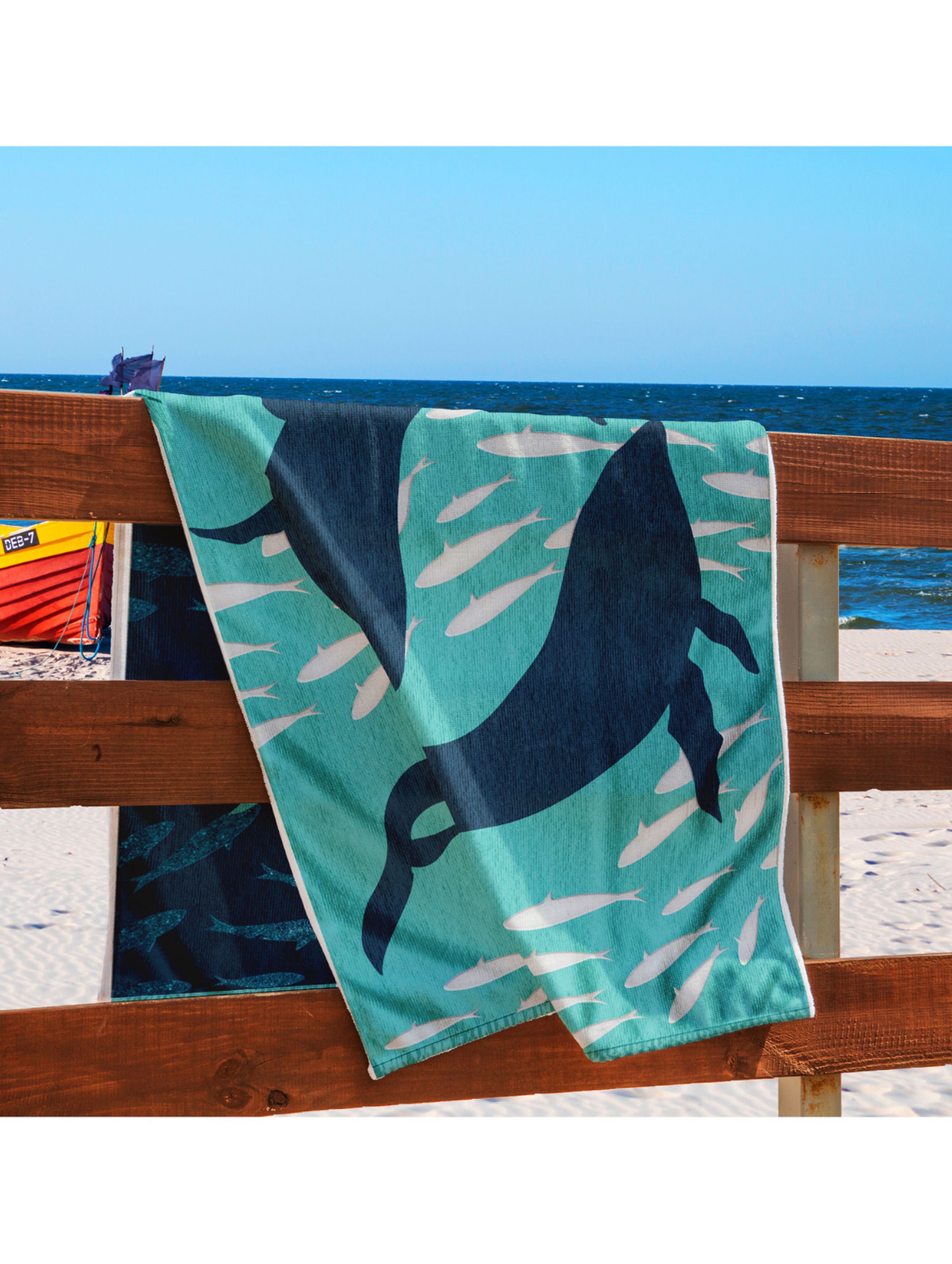 Bawełniany ręcznik plażowy DOLPHIN  turkusowy 90x180 cm