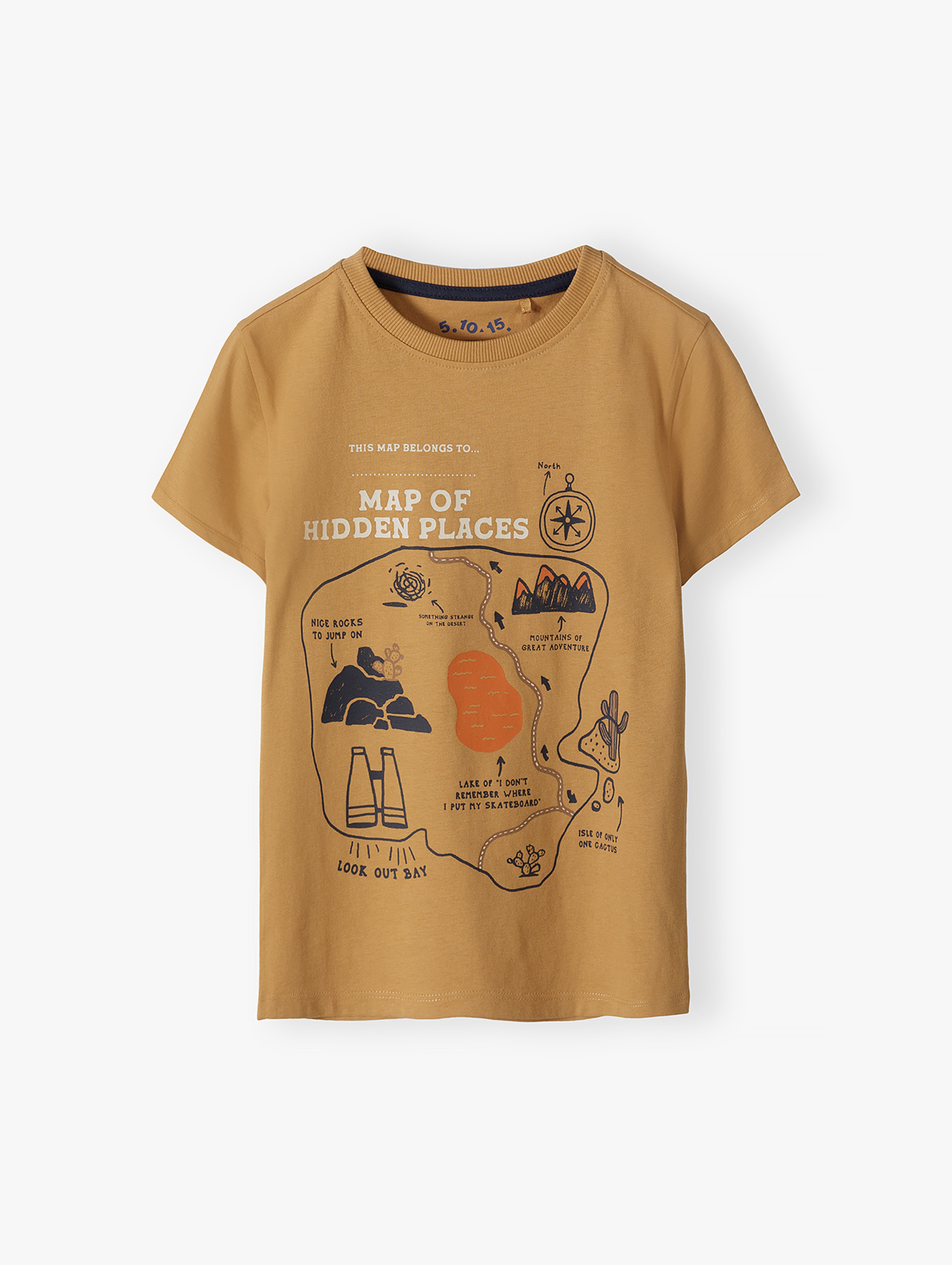 T-shirt chłopięcy bawełniany z nadrukiem mapy