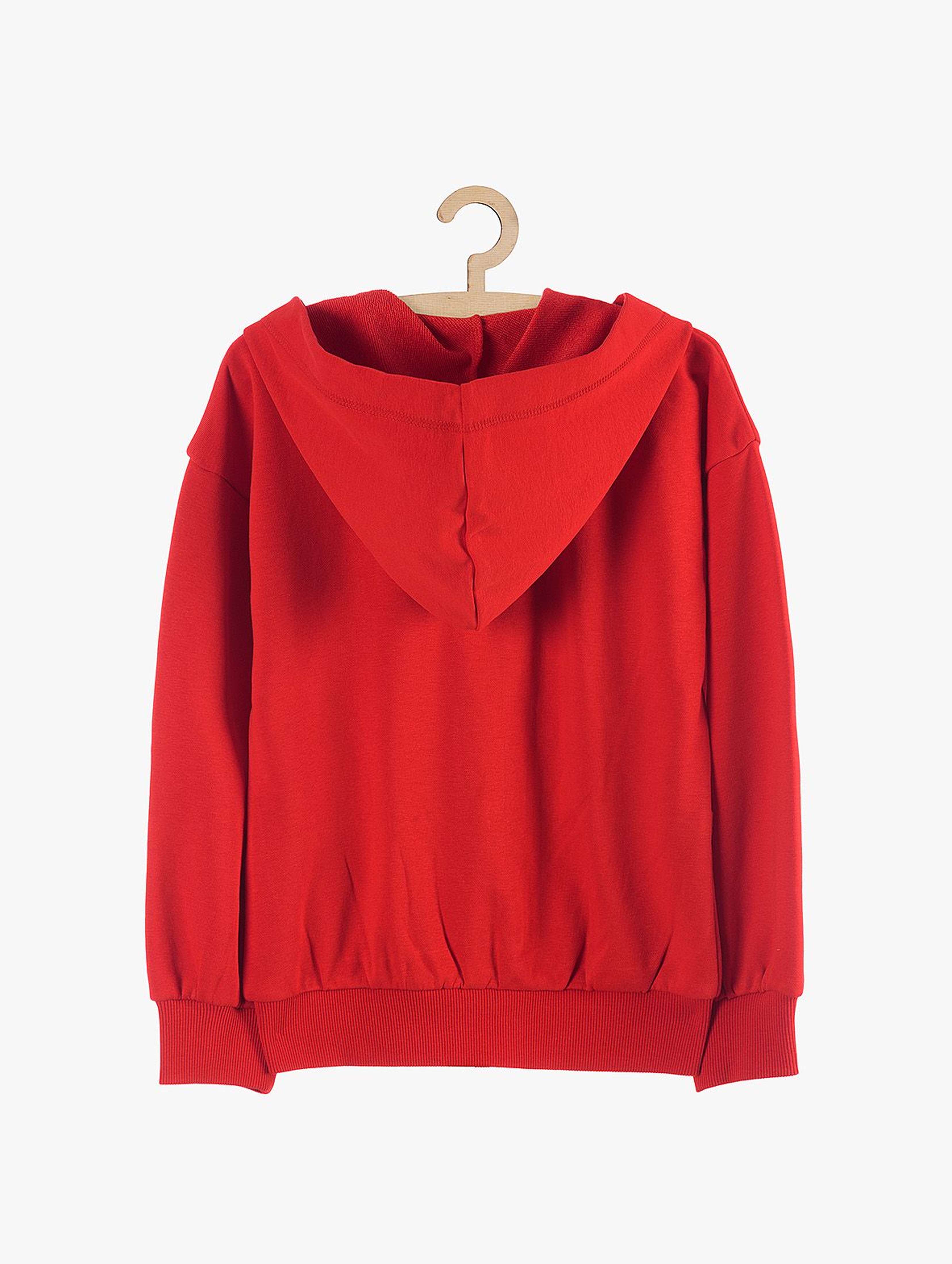 Bluza dresowa dla dziewczynki- czerwona z kapturem