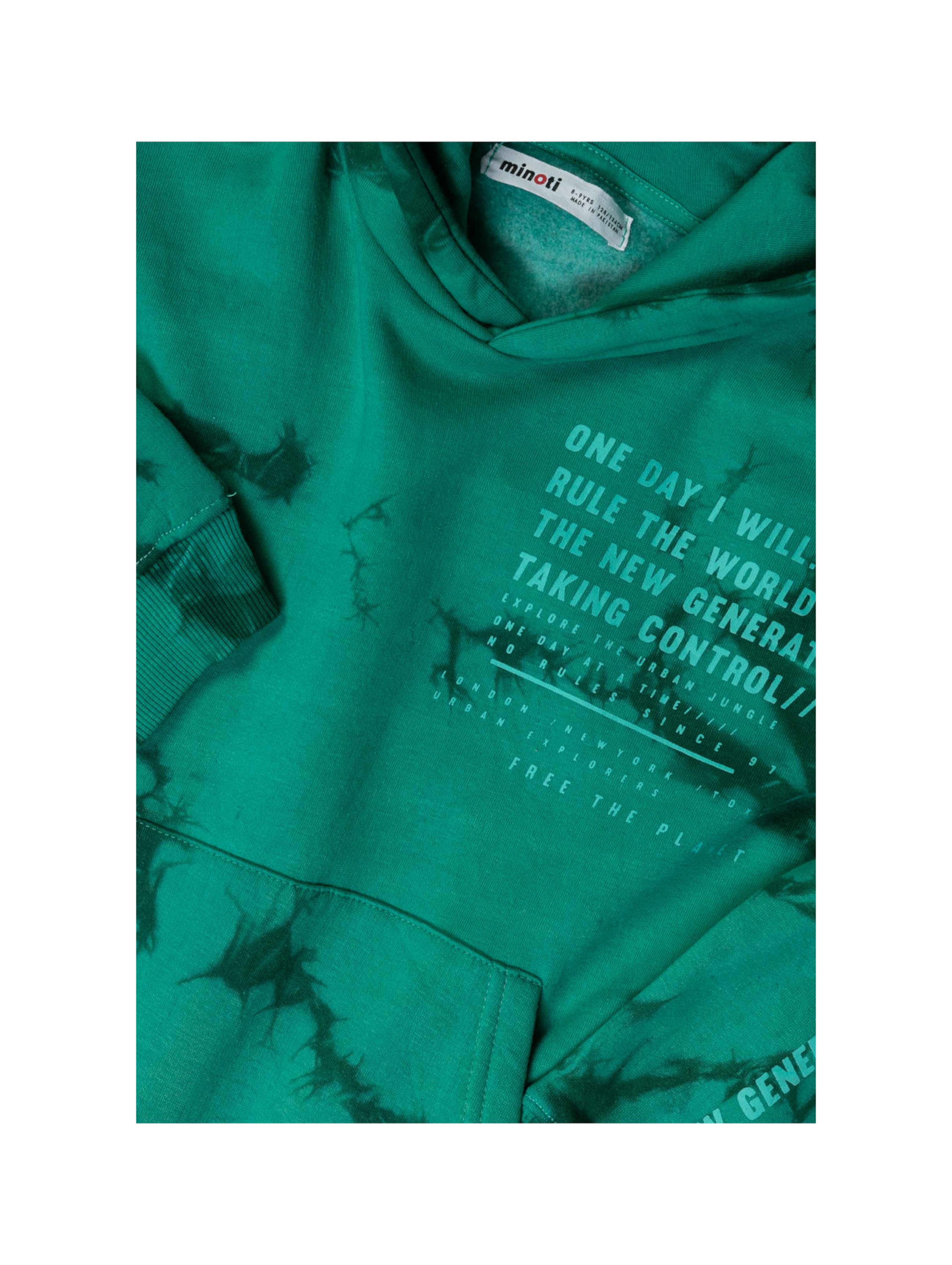 Zielona bluza chłopięca tie dye z kapturem