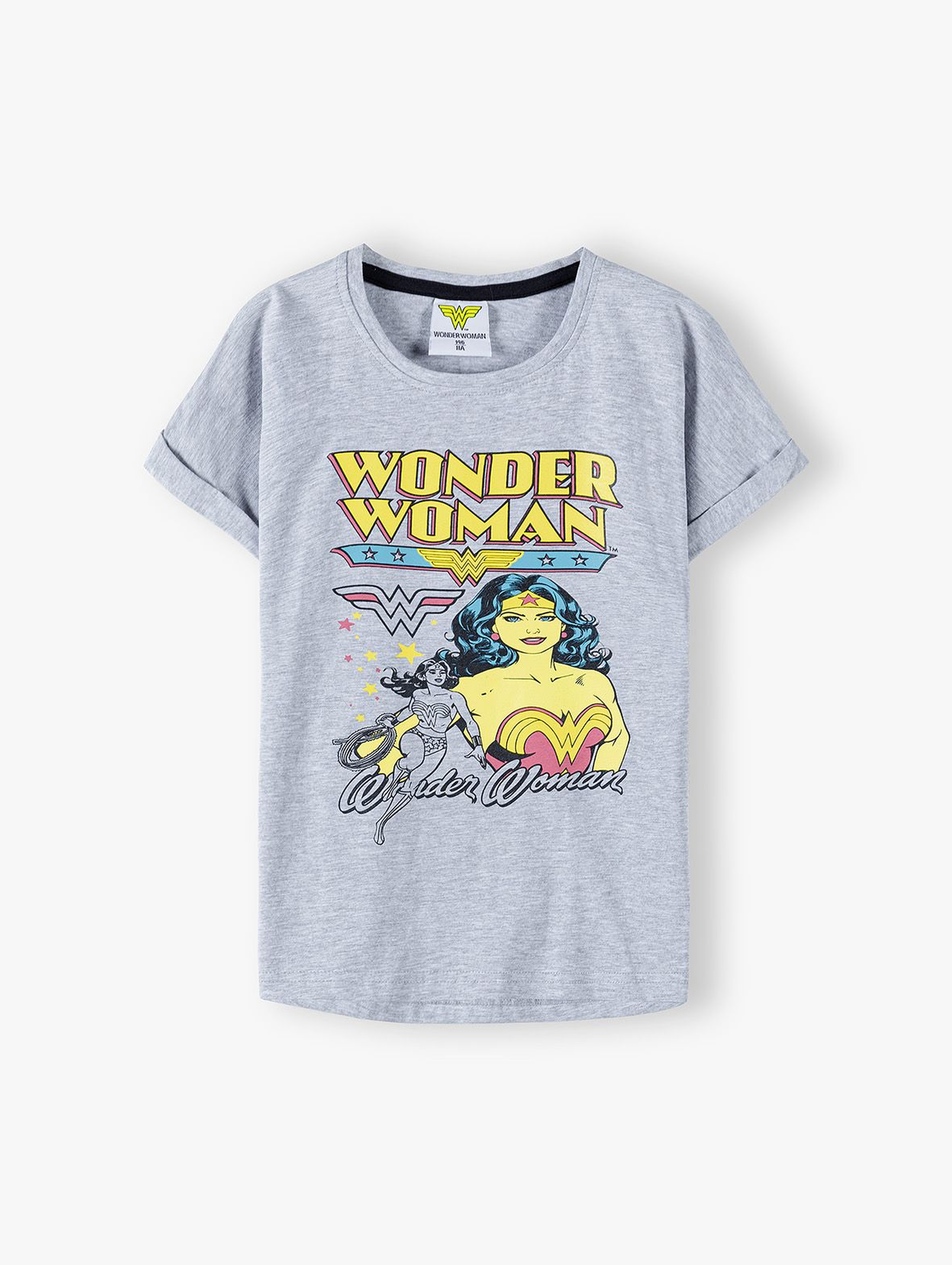 T-shirt dziewczęcy Wonder Woman - szary