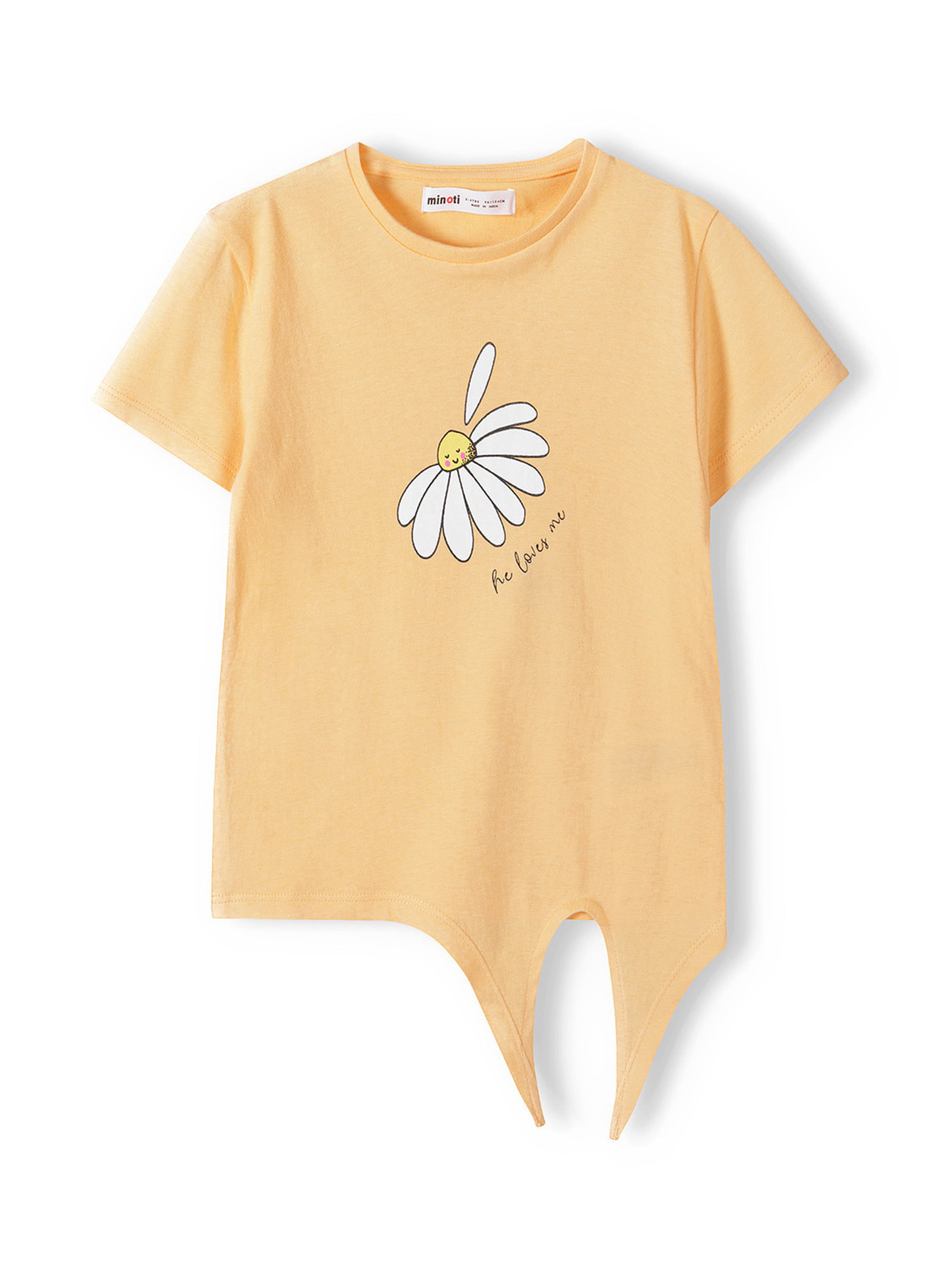 Pomarańczowa koszulka bawełniana niemowlęca z wiązaniem