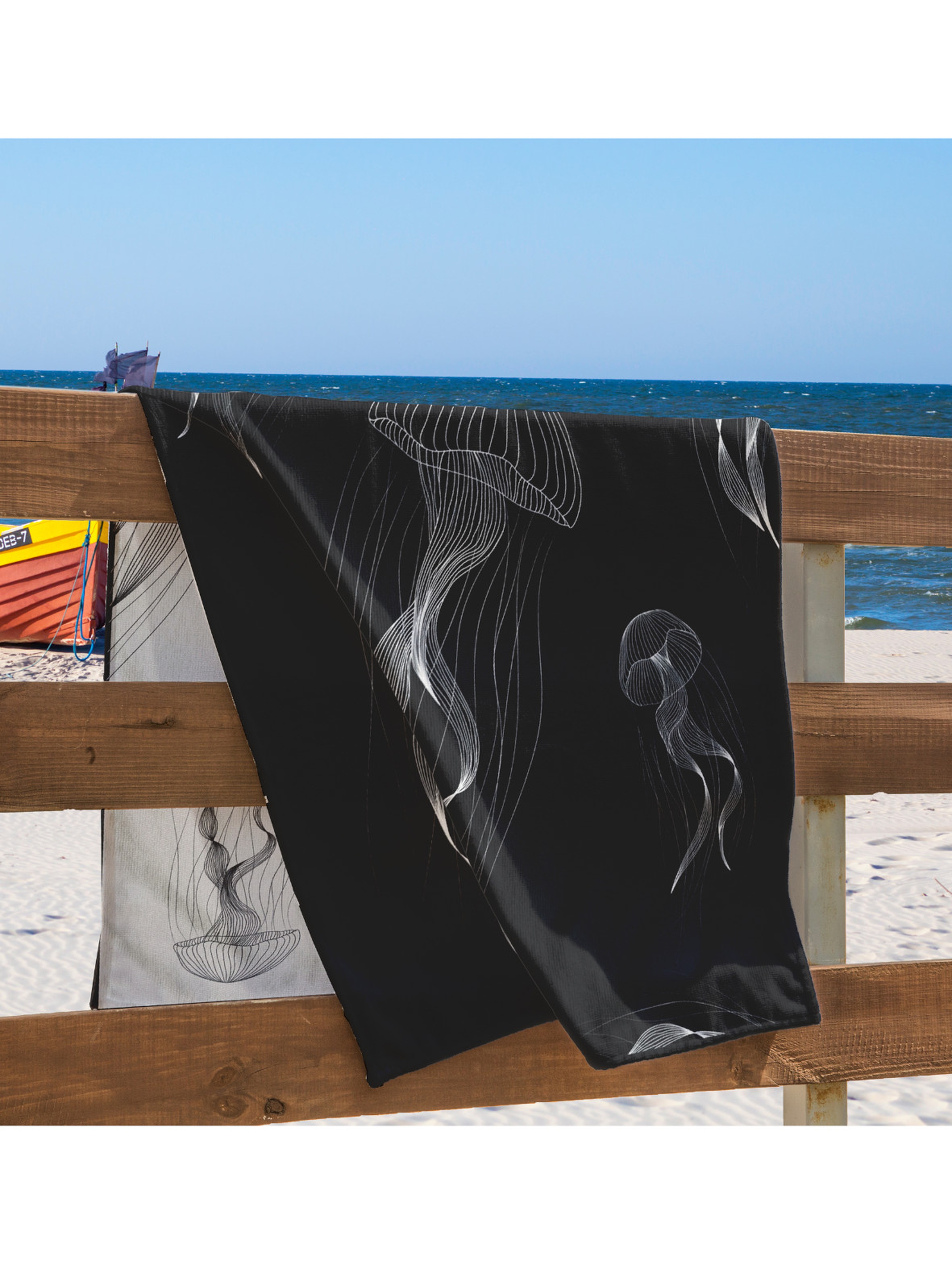 Bawełniany ręcznik plażowy JELLYFISH granatowy 90x180 cm
