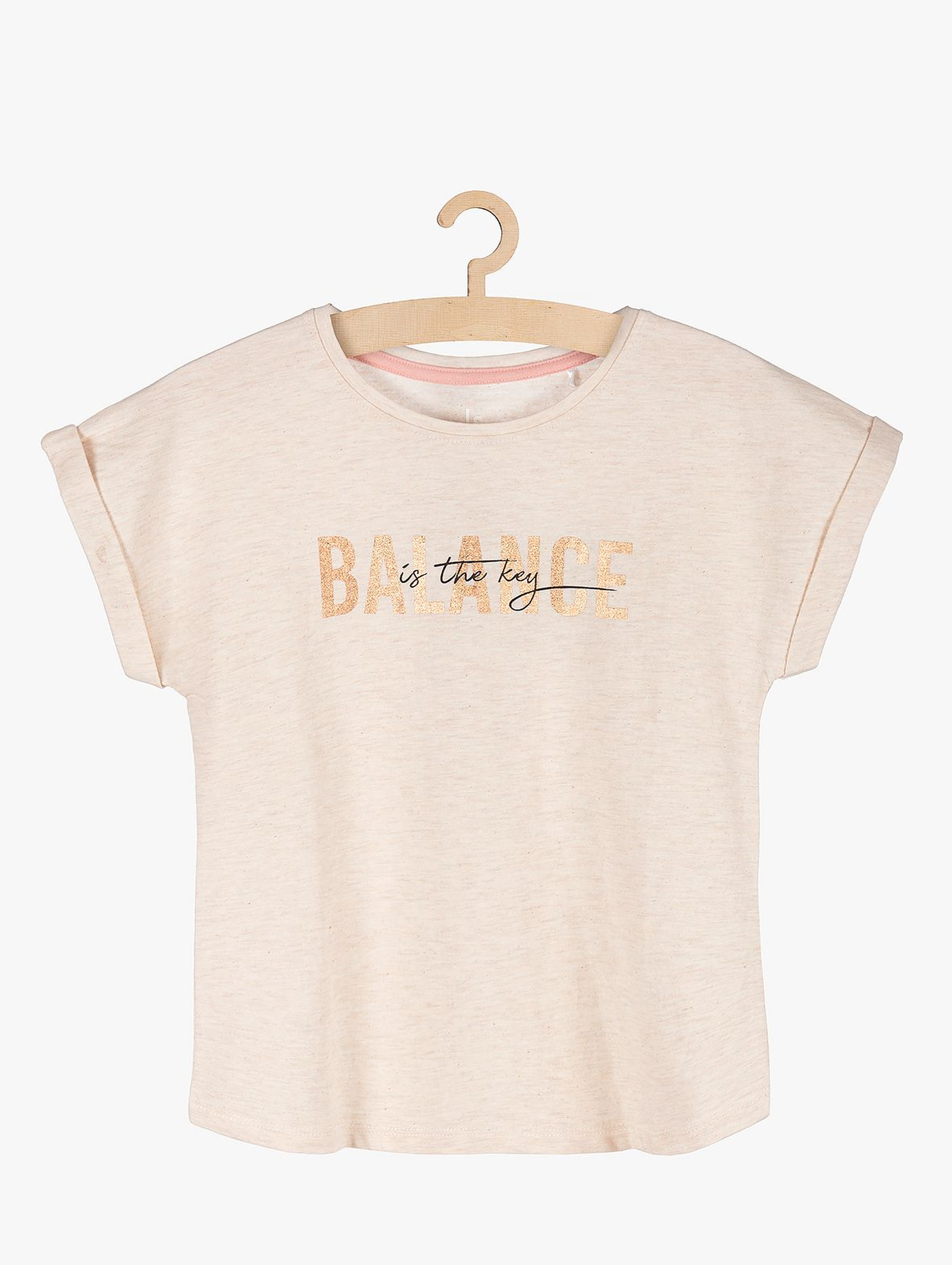 T-shirt dziewczęce ze złotym napisem Balance