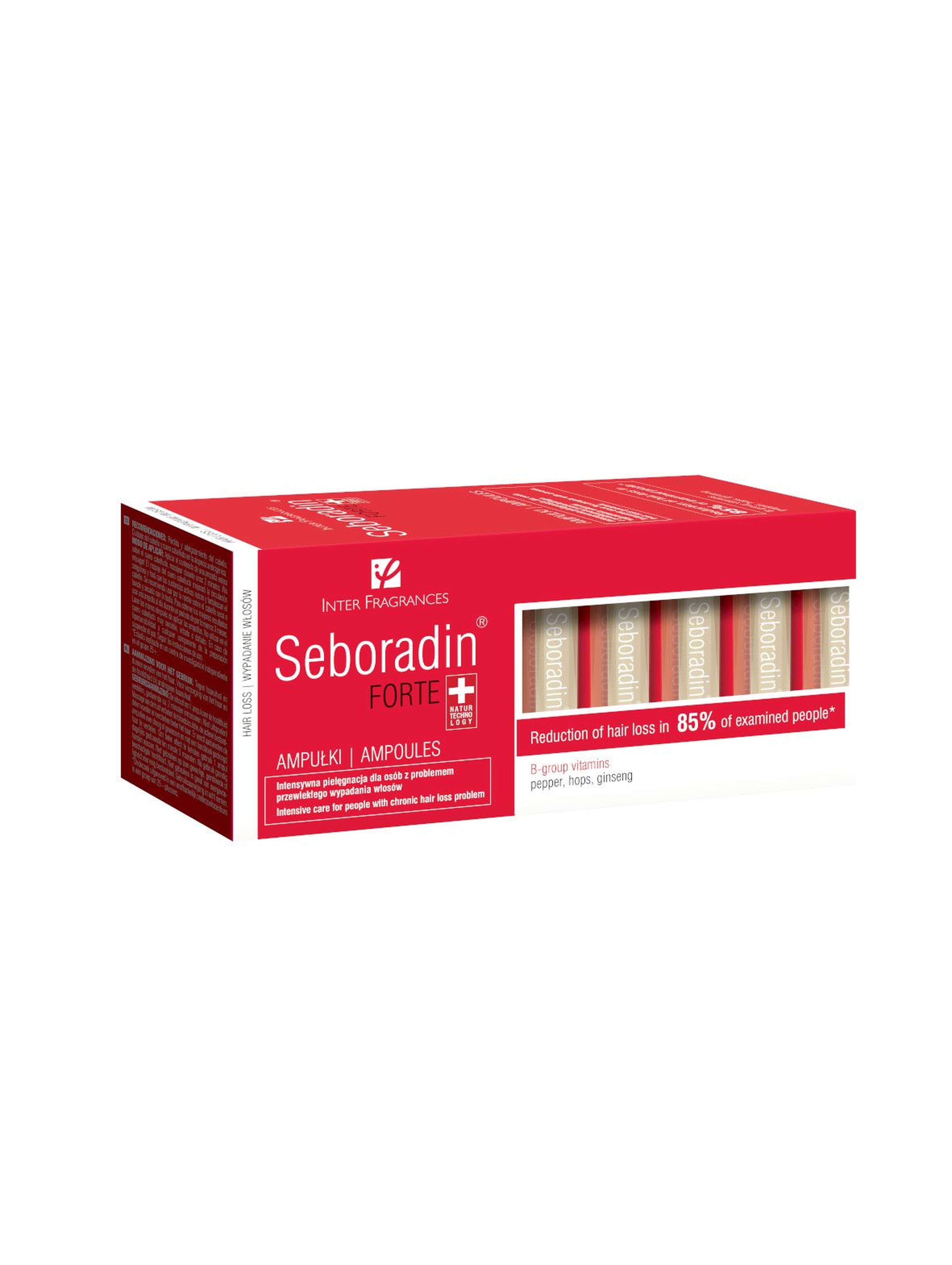 Seboradin Forte ampułki - kuracja przeciw przewlekłemu wypadaniu i przerzedzaniu włosów - 14x5,5 ml