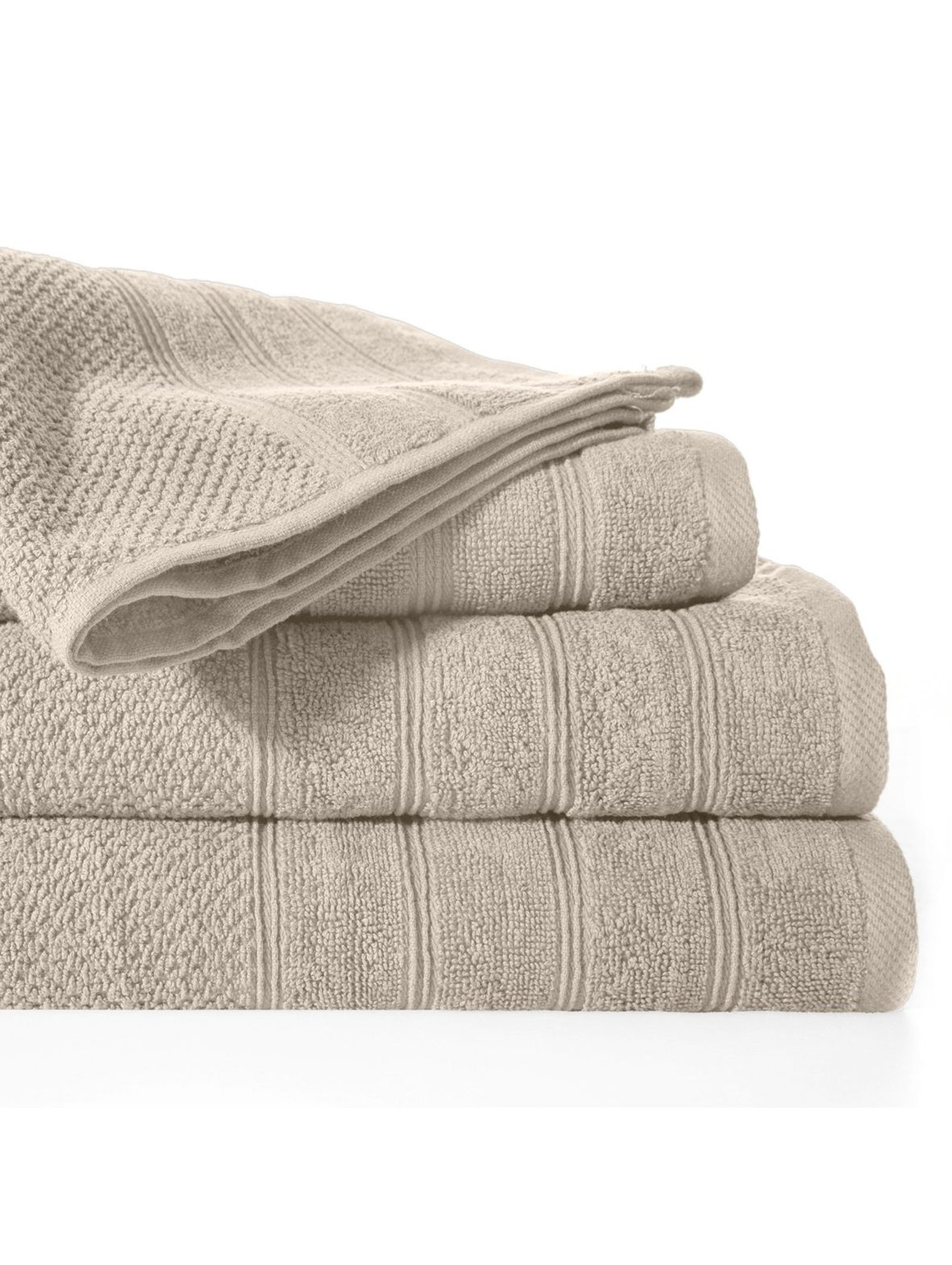 Ręcznik z bordiurą w pasy- beżowy 50x90 cm