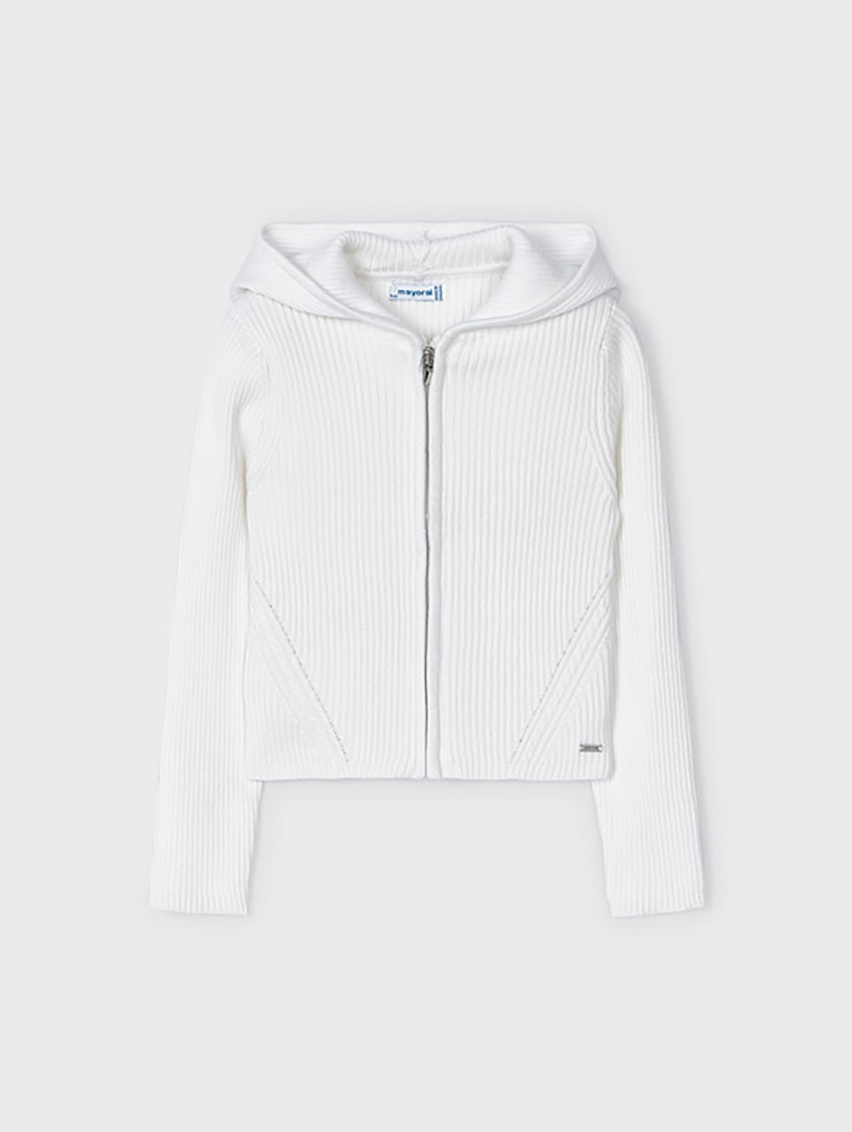 Biały sweter z kapturem dla dziewczynki Mayoral - biały