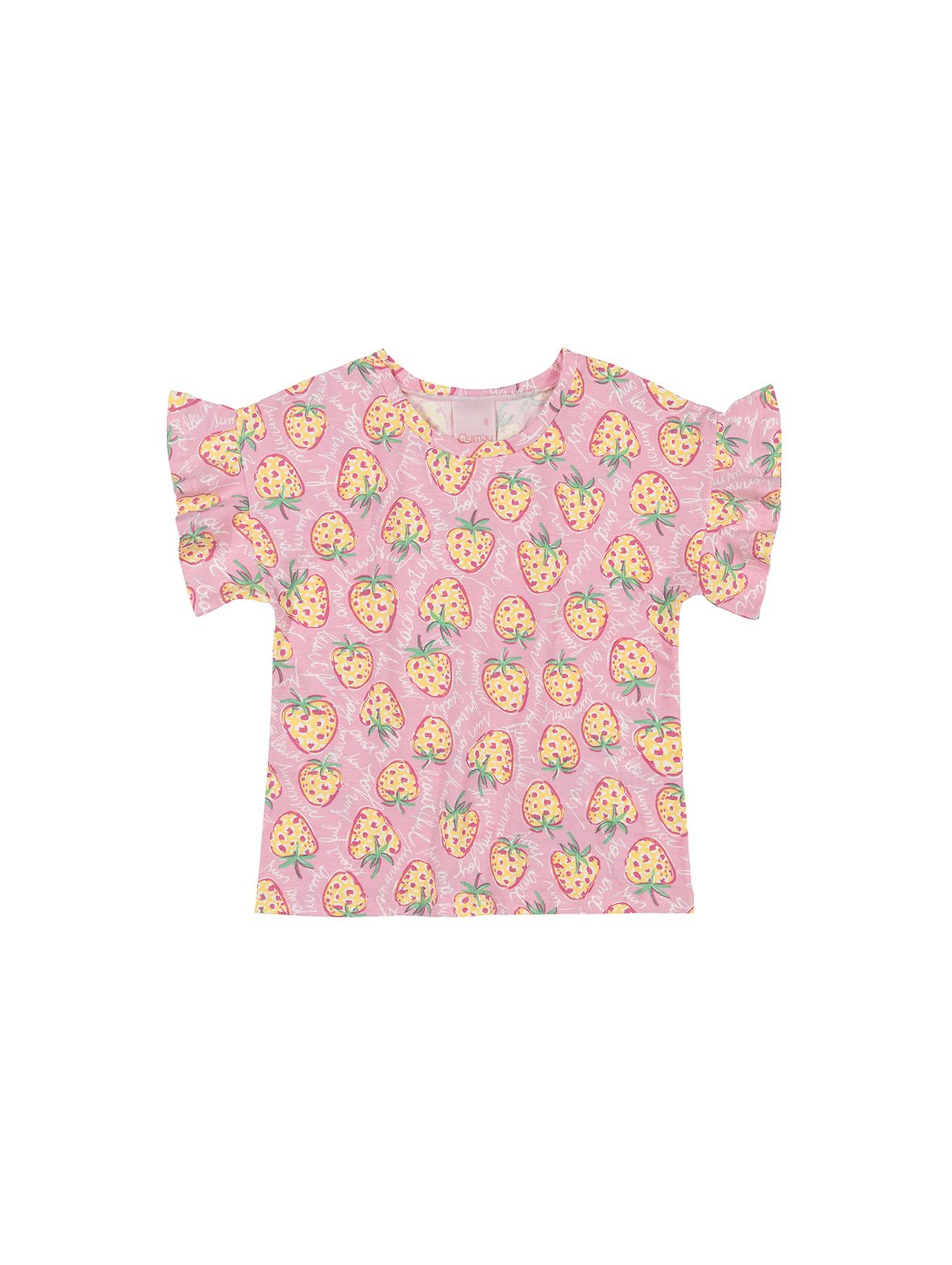 T-shirt w truskawki - różowy w truskawki