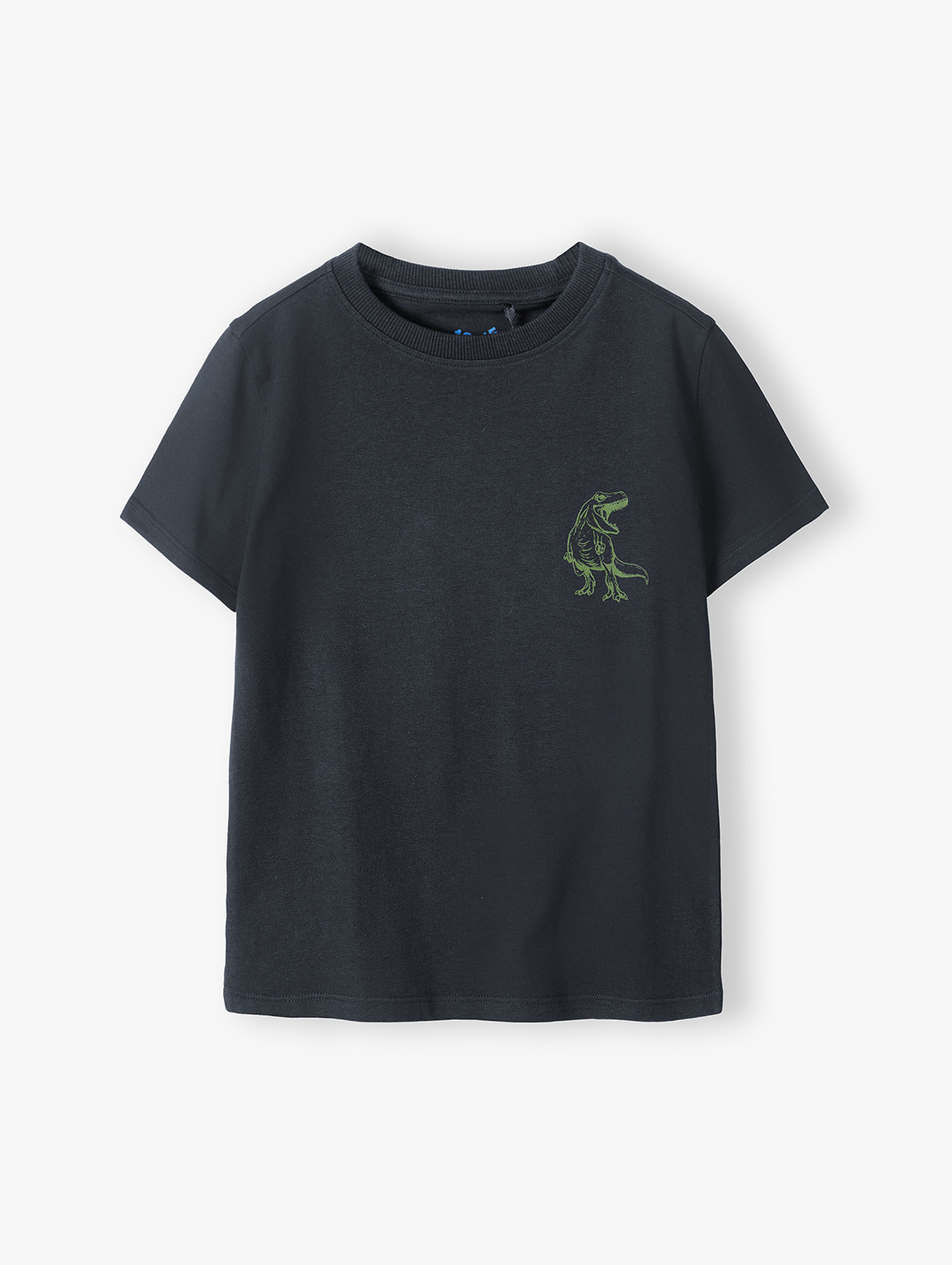 Bawełniany czarny t-shirt chłopięcy z dinozaurem 5.10.15.